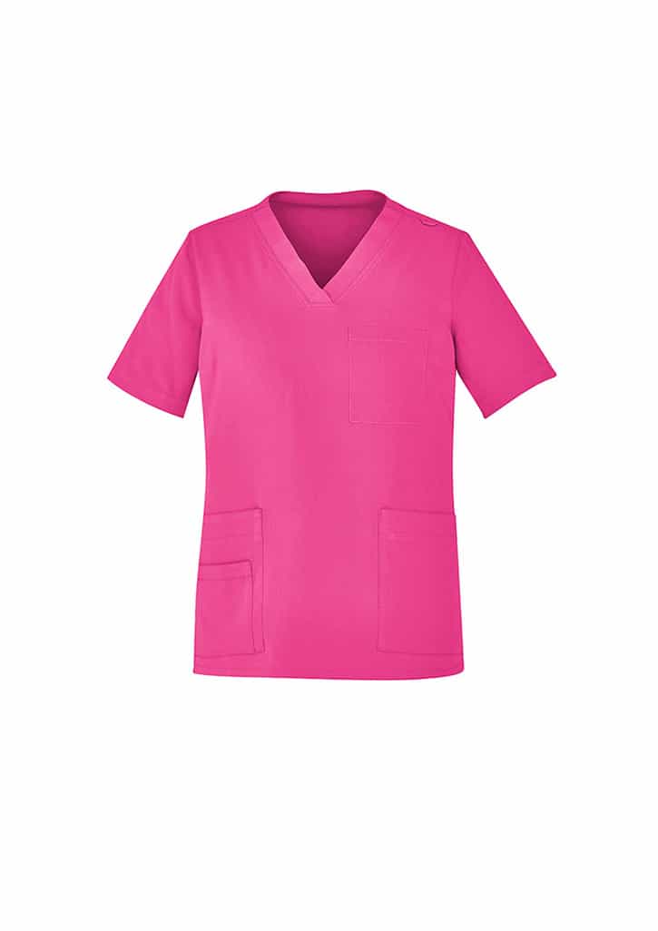 Unisex Pink V-neck Scrub Top