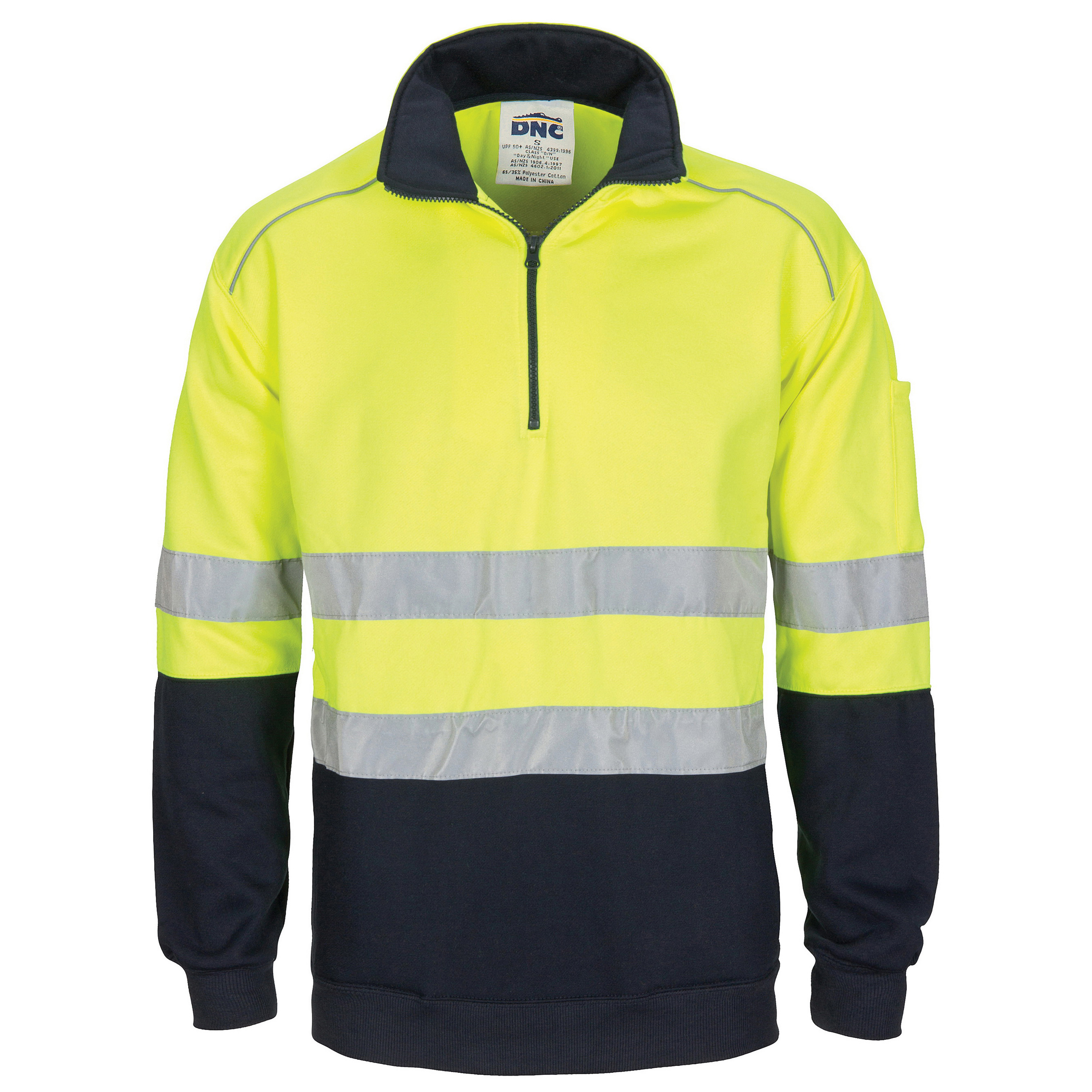 HiVis 1/2 Zip Fleecy with Hoop Pattern CSR Reflective Tape