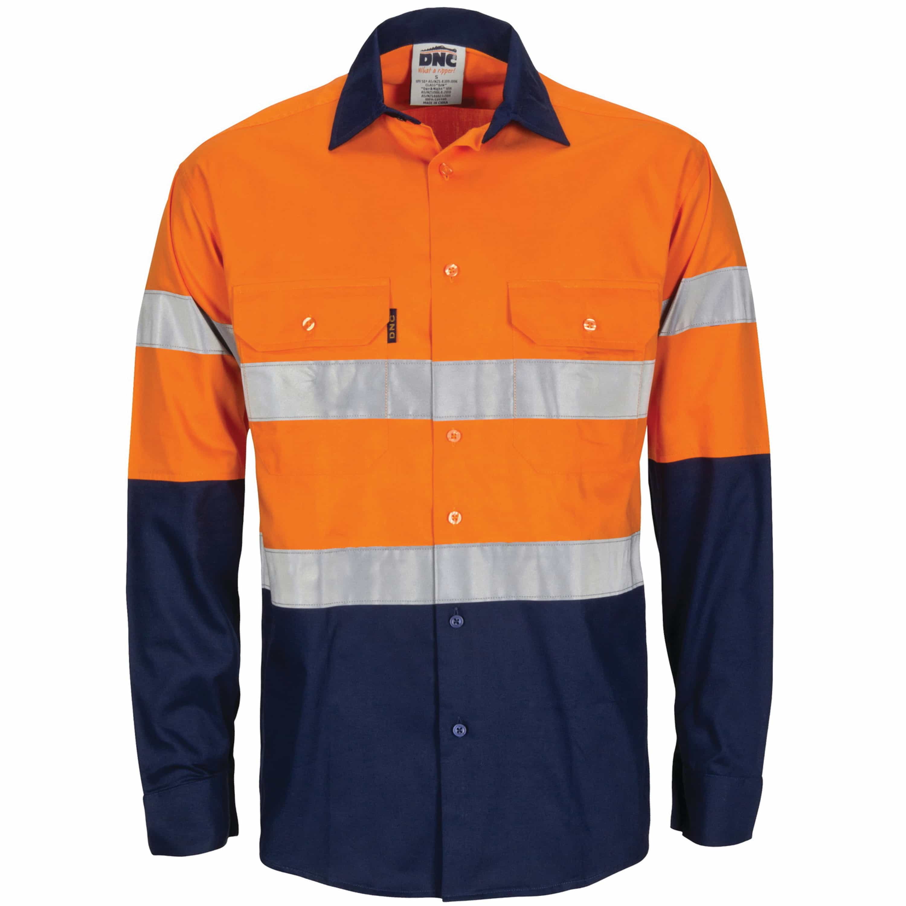 HiVis R/W Cool-Breeze T2 Vertical Vented Cotton Shirt with Gusset Sleeves, Generic R/Tape - Long Sle