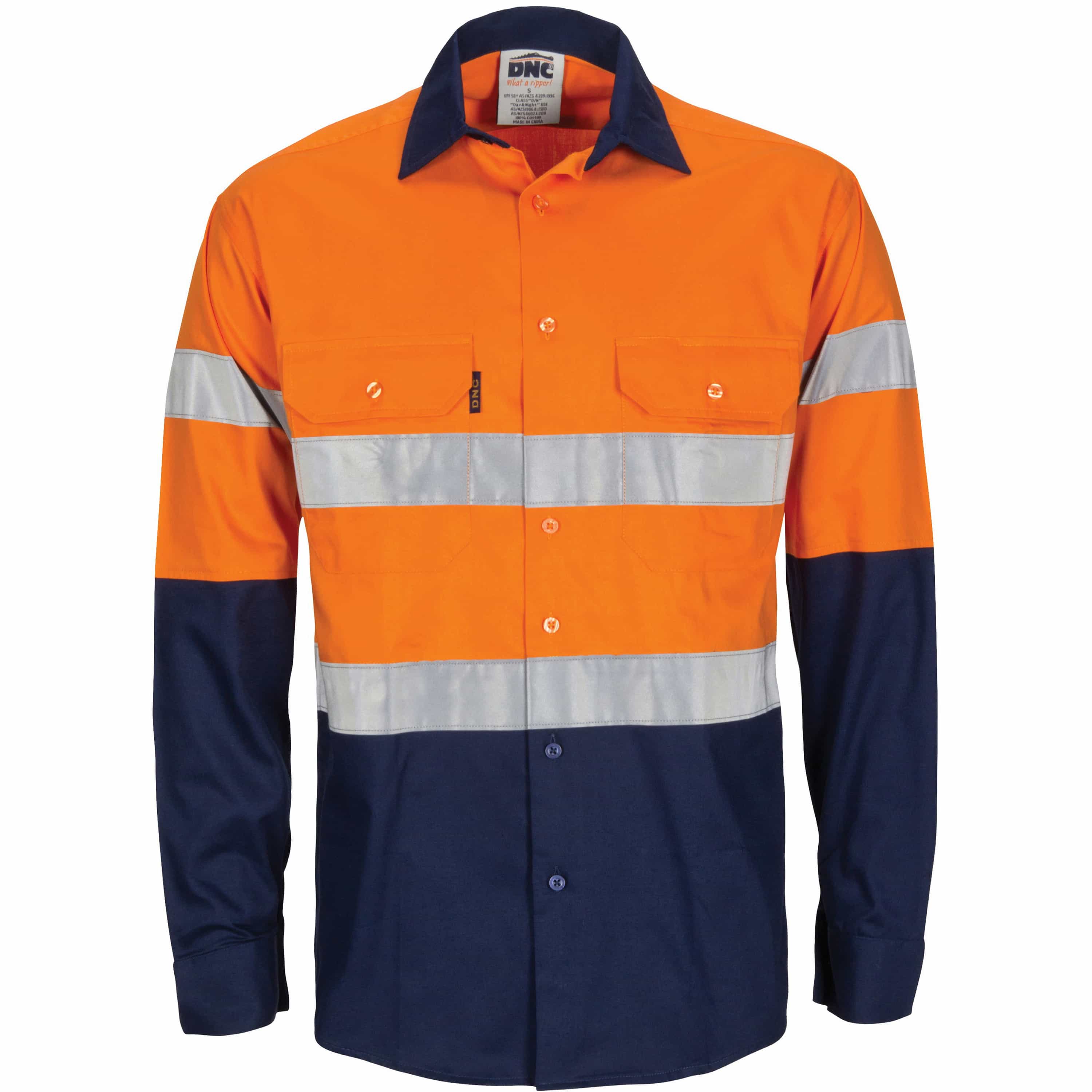 HiVis L/W Cool-Breeze T2 Vertical Vented Cotton Shirt with Gusset Sleeves. Generic Tape - Long sleev