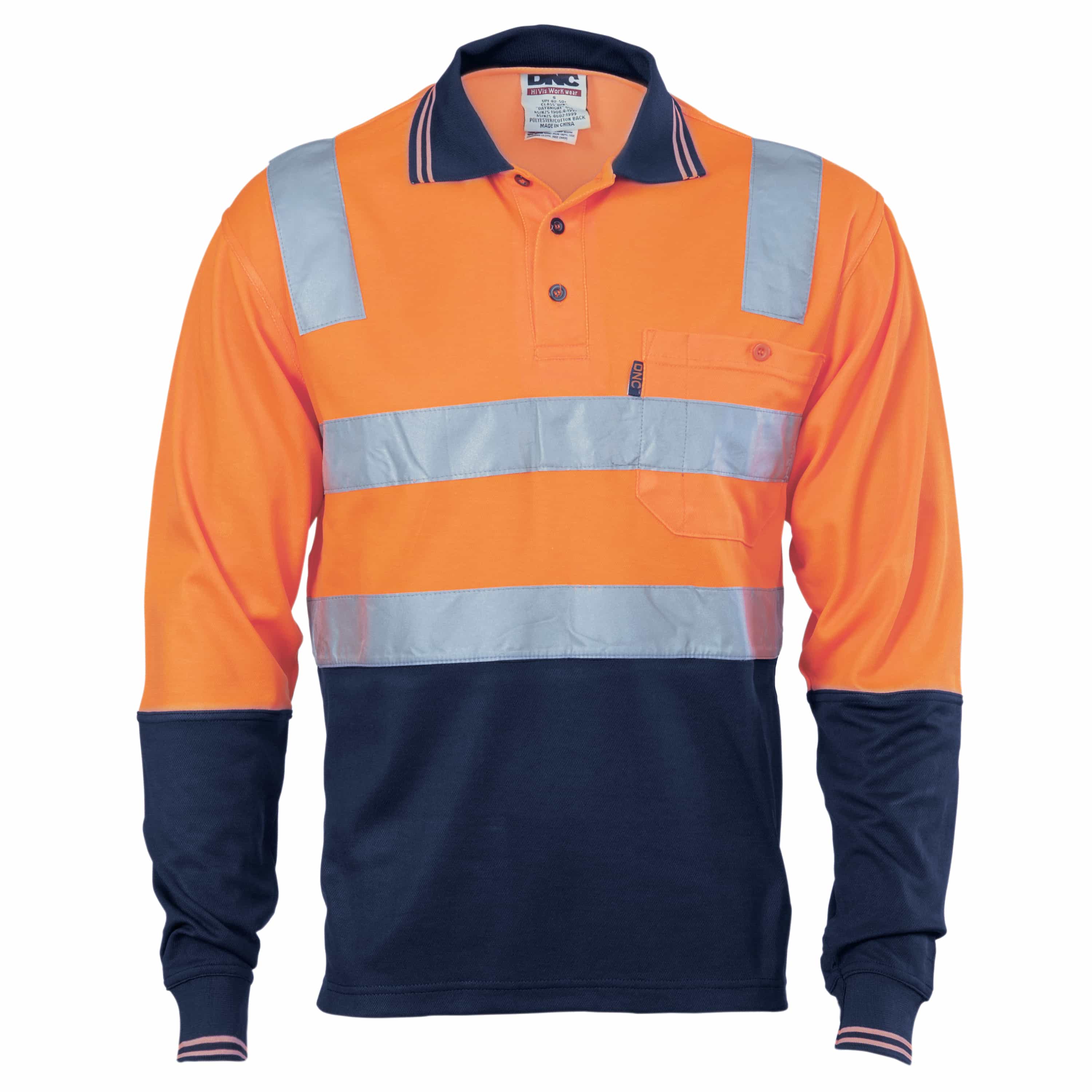 Cotton Back HiVis Two Tone Polo Shirt with CSR R/ Tape - L/S