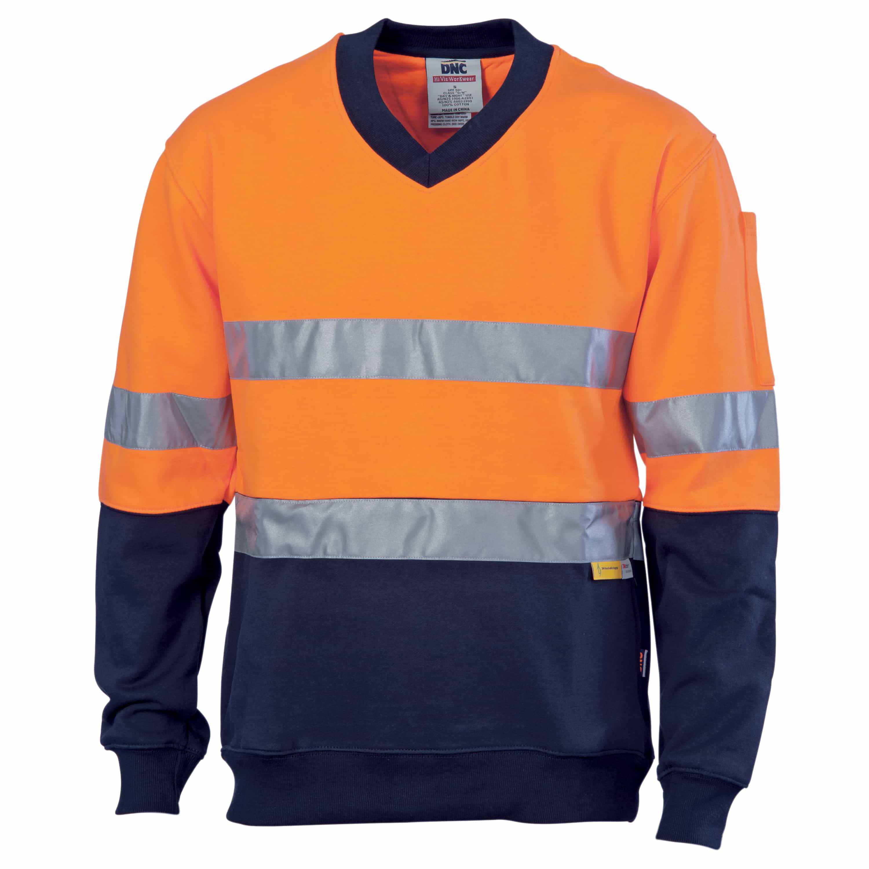 HiVis Two Tone Cotton Fleecy Sweat
Shirt V-Neck with 3M R/Tape