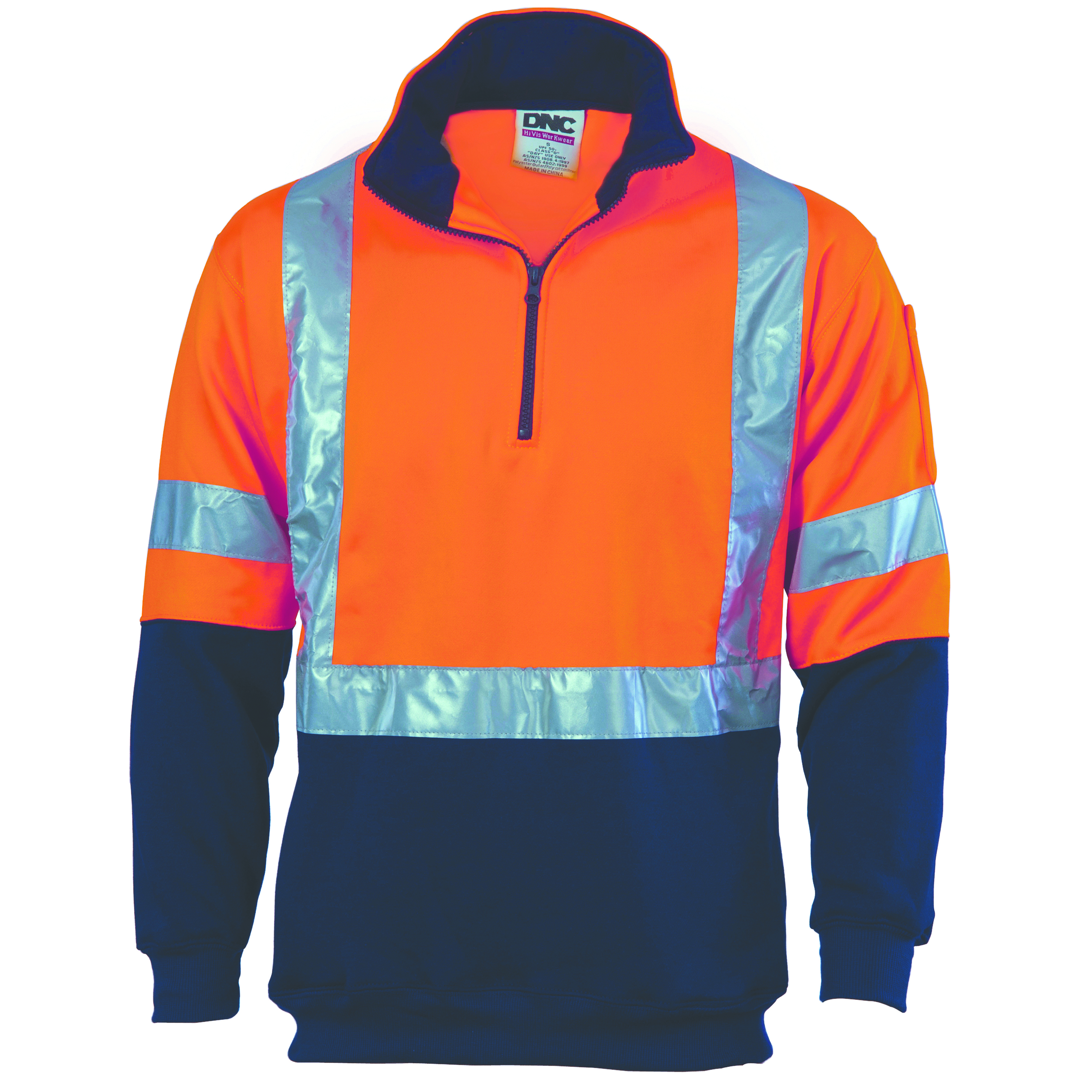 HiVis 1/2 Zip Fleecy with ‘X’ Back & additional Tape on Tail