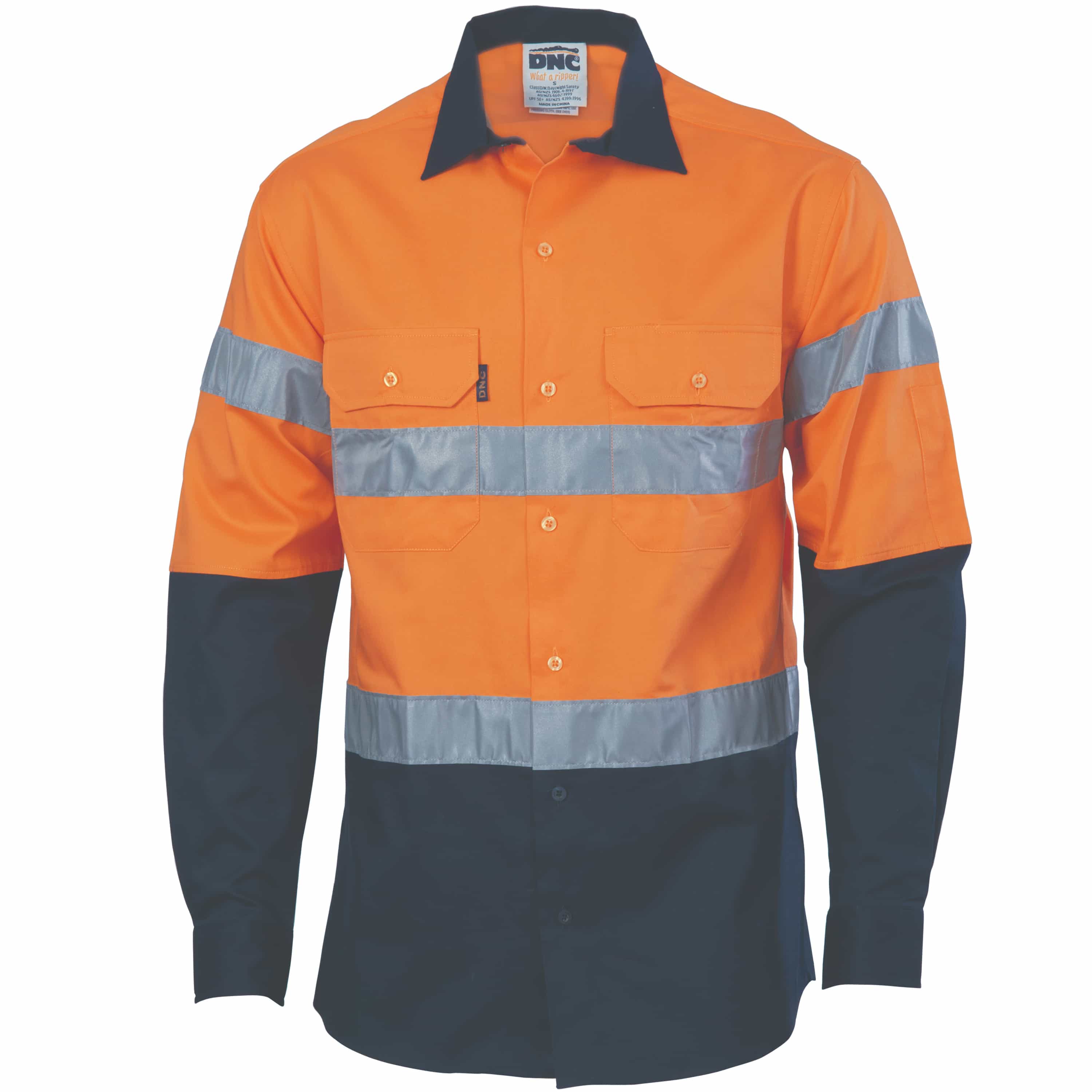 HiVis D/N 2 Tone Drill Shirt with Generic R/Tape -
long sleeve