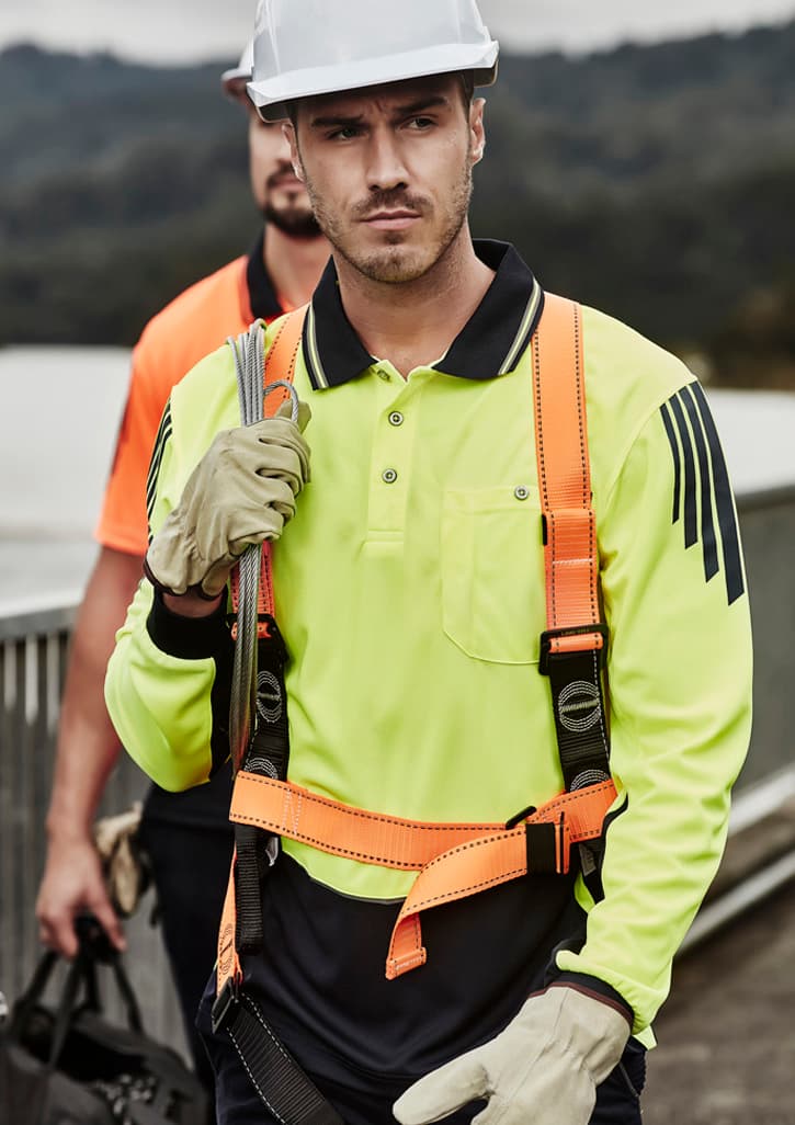 Mens Hi Vis Flux Long Sleeve Polo thumbnail 3