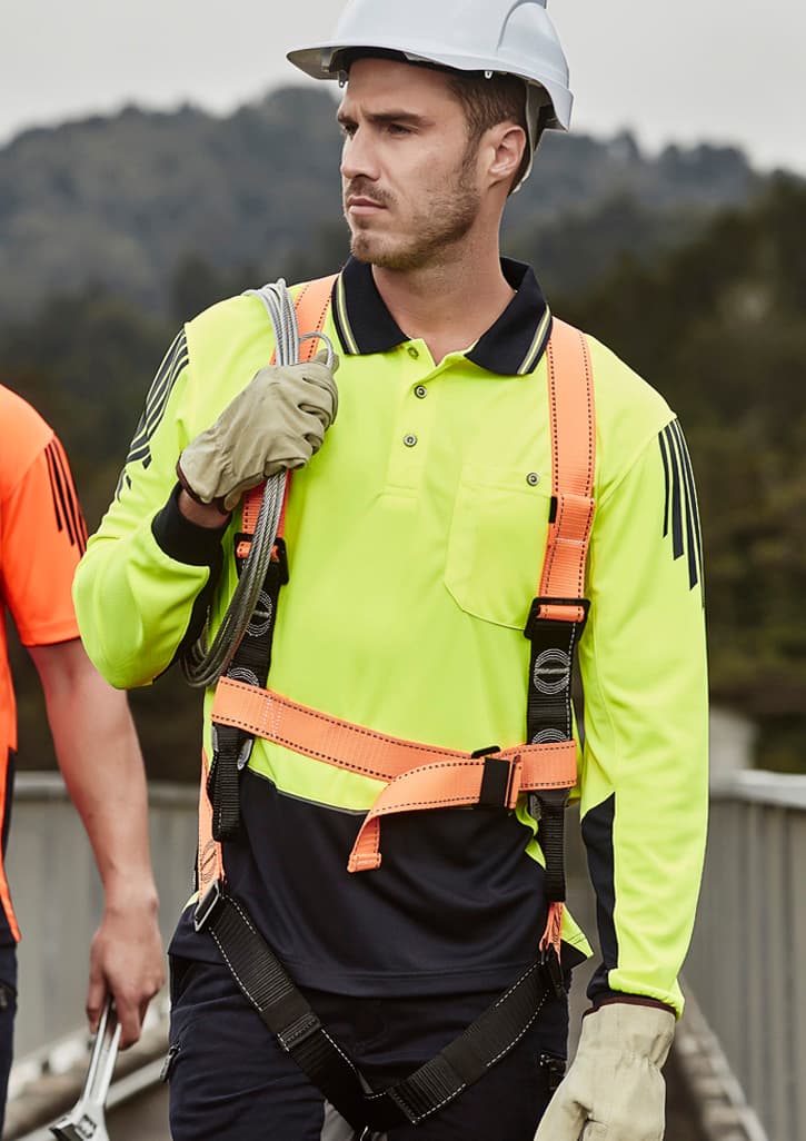 Mens Hi Vis Flux Long Sleeve Polo thumbnail 4