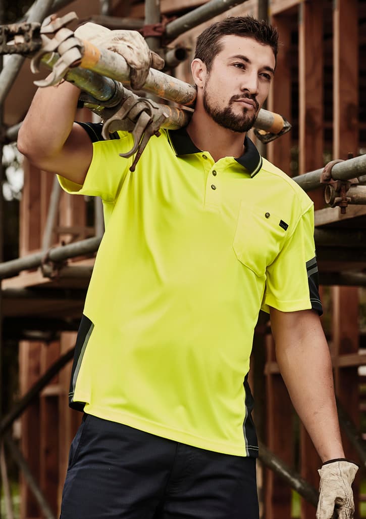 Mens Hi Vis Reinforced Squad Short Sleeve Polo thumbnail 3