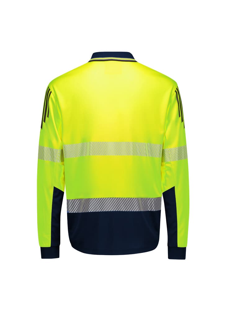 Mens Hi Vis Flux Segmented Tape Long Sleeve Polo thumbnail 2