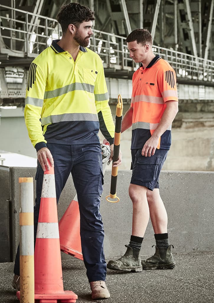 Mens Hi Vis Flux Segmented Tape Long Sleeve Polo thumbnail 4