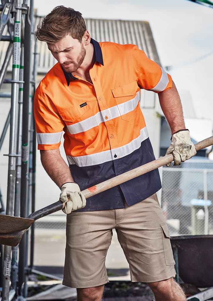 Mens Rugged Cooling Hi Vis Taped Short Sleeve Shirt thumbnail 3