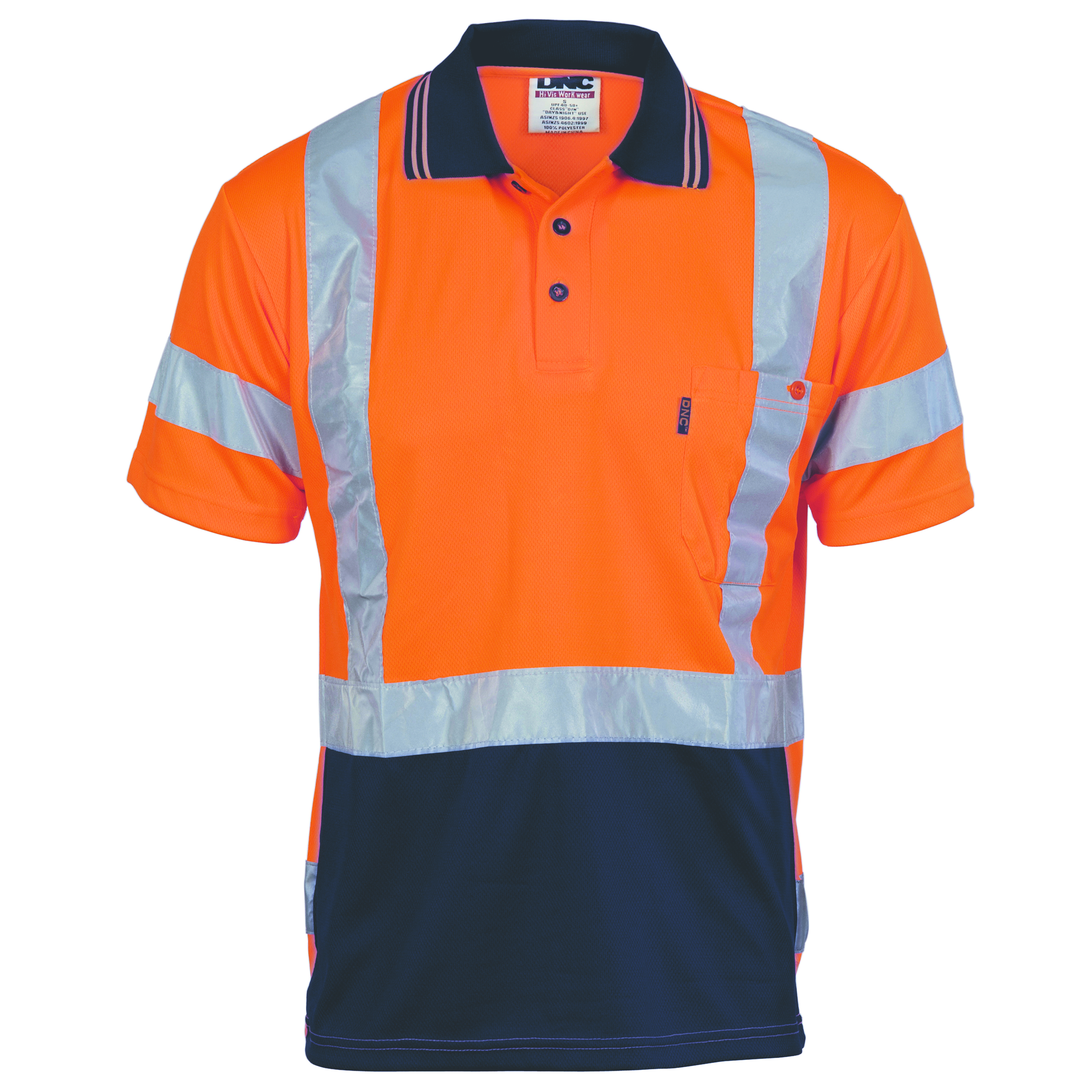 HiVis D/N Cool Breathe Polo Shirt with Cross Back R/Tape - Short Sleeve — view 1
