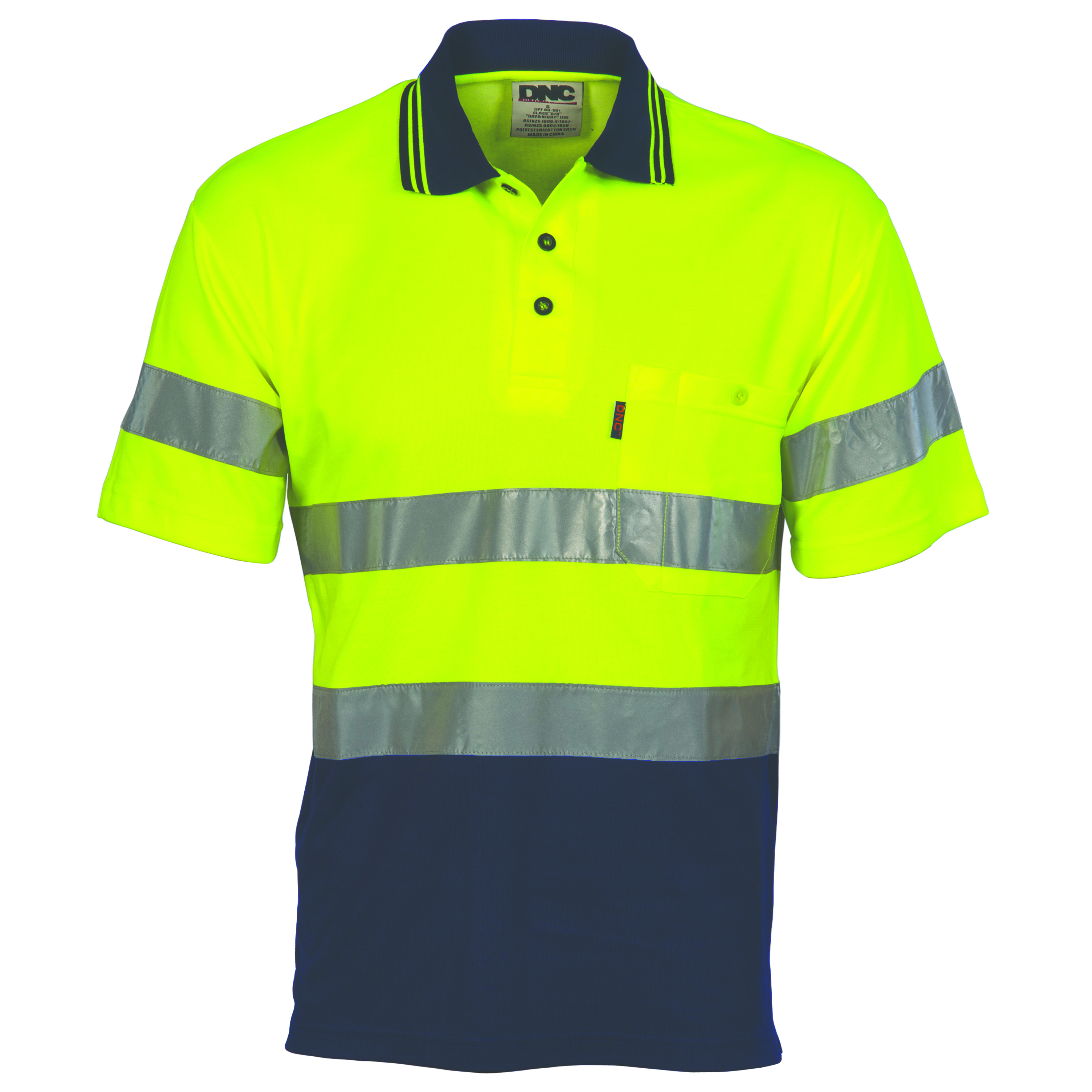 Hi Vis Two Tone Cotton Back Polos with Generic R.Tape - short sleeve — view 1