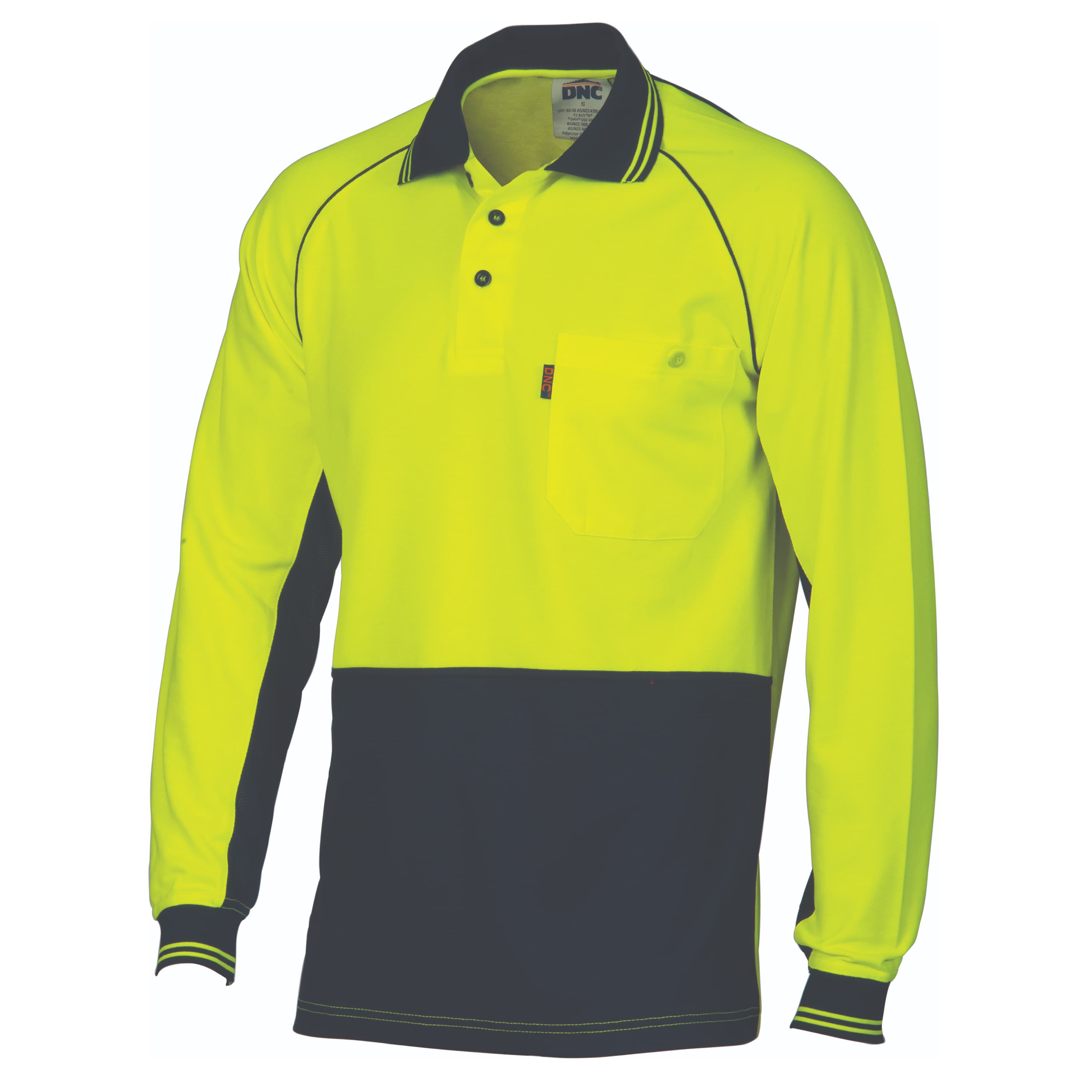 HiVis Cotton Backed Cool-Breeze Contrast Polo - long Sleeve — view 1