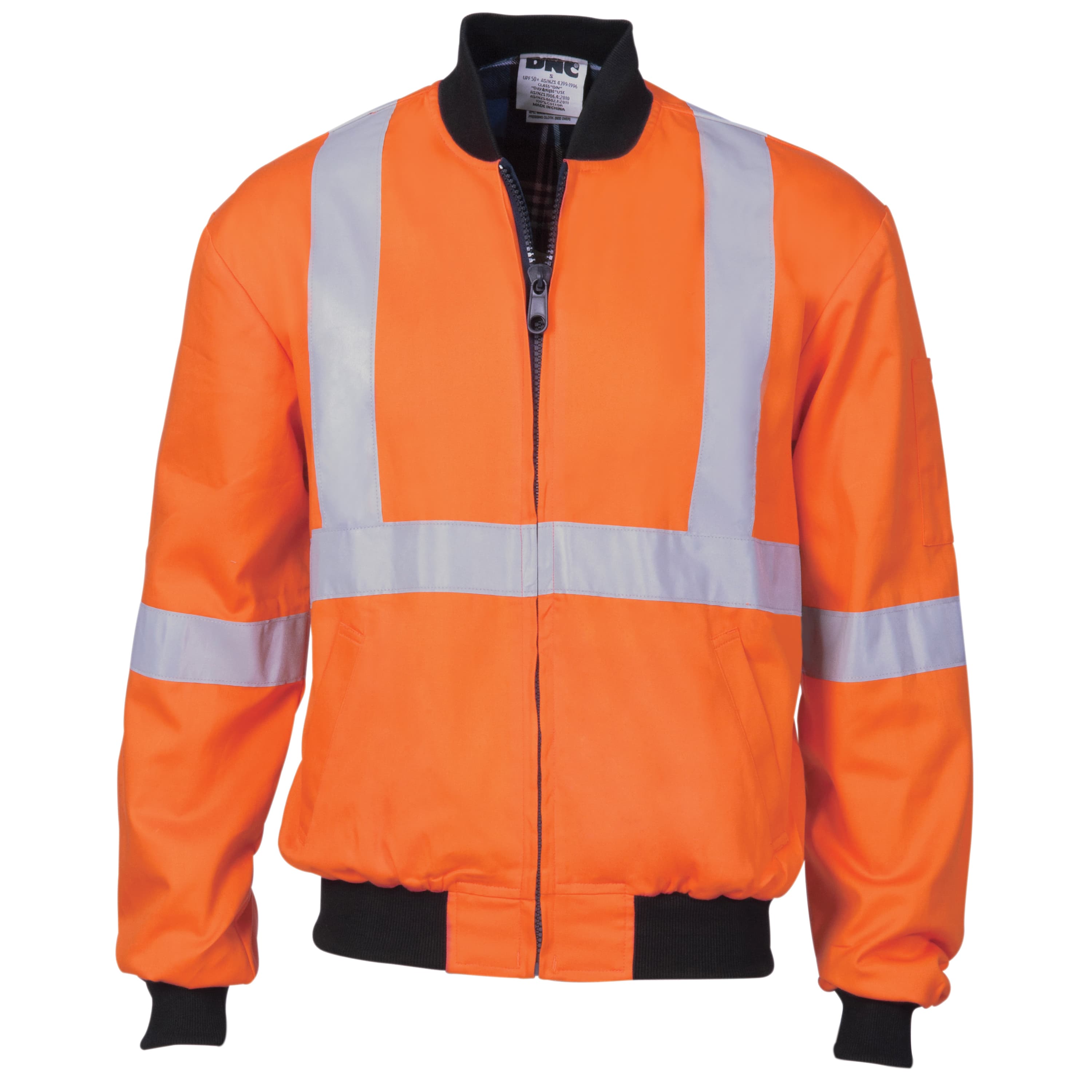 HiVis Cotton Bomber Jacket with ‘X’ Back & additional CSR R/Tape below — view 1