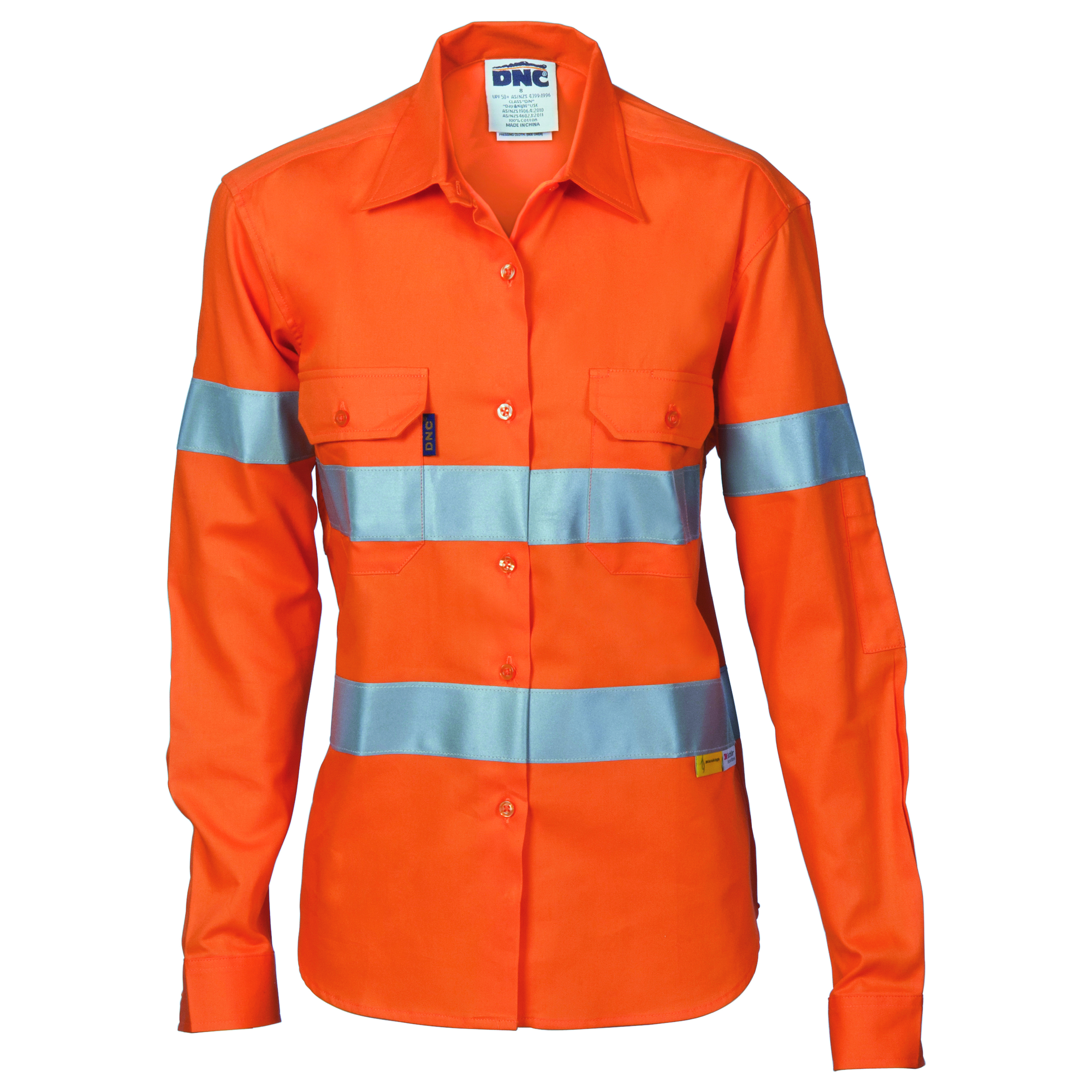 Ladies HiVis Cool-Breeze Cott on Sh irt with 3M R/Tape - Long sleeve — view 1
