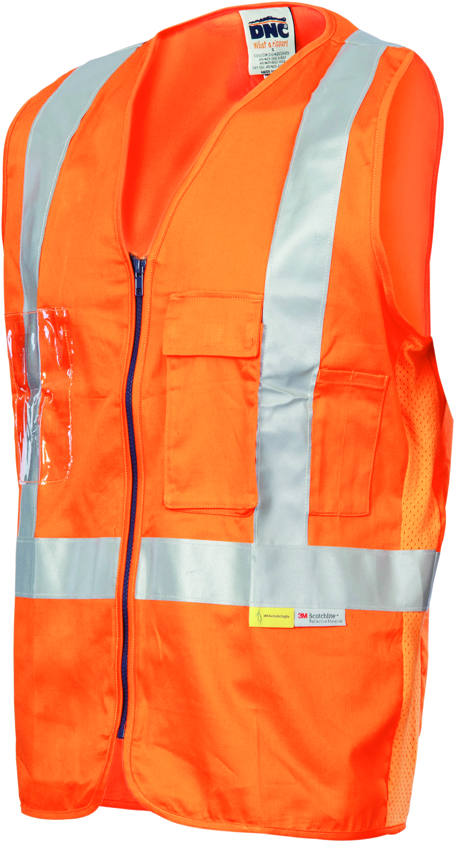 Day/Night Cross Back Cotton Safety Vests with CSR R/Tape — view 1