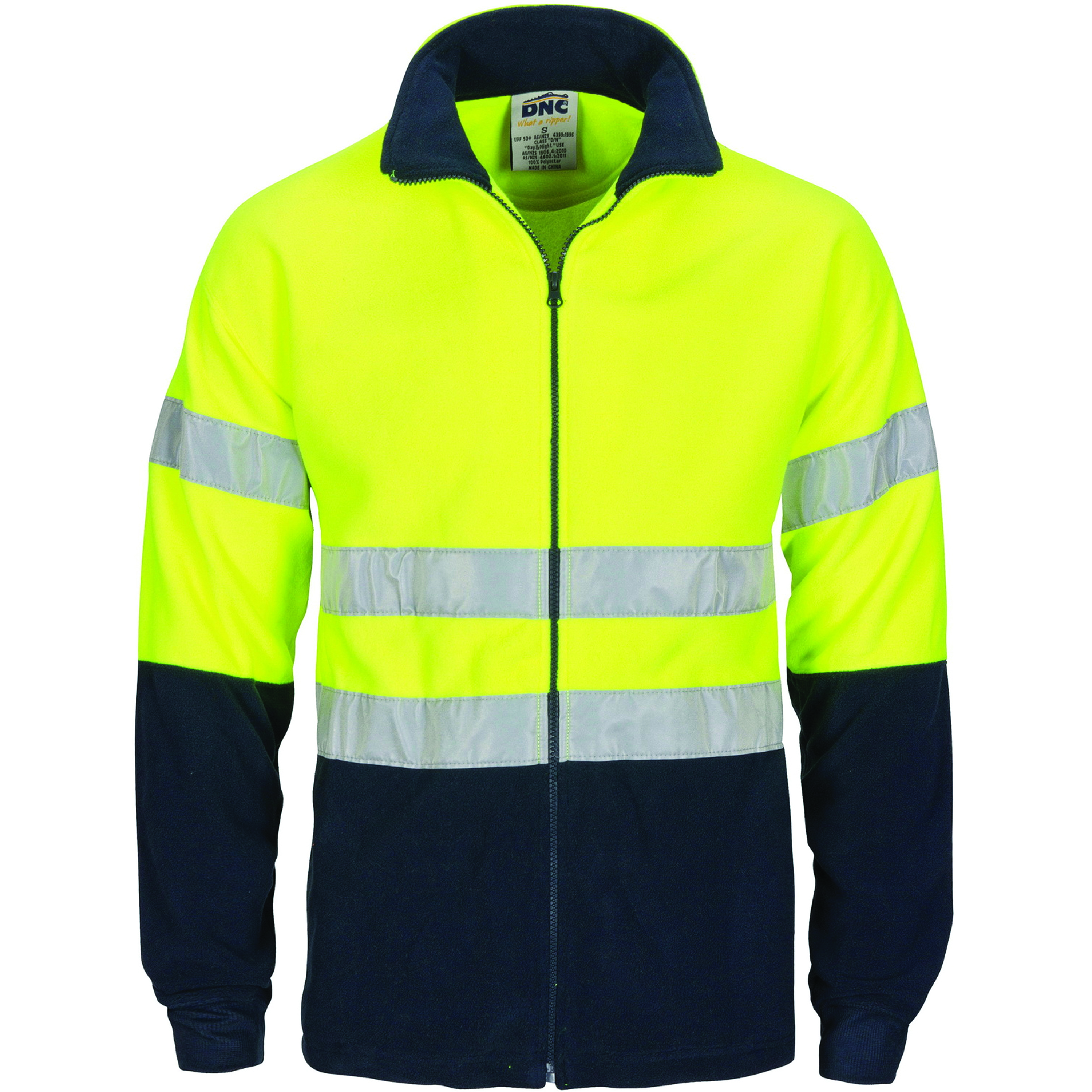 HiVis two tone full zip polar fleece with generic R/Tape — view 1
