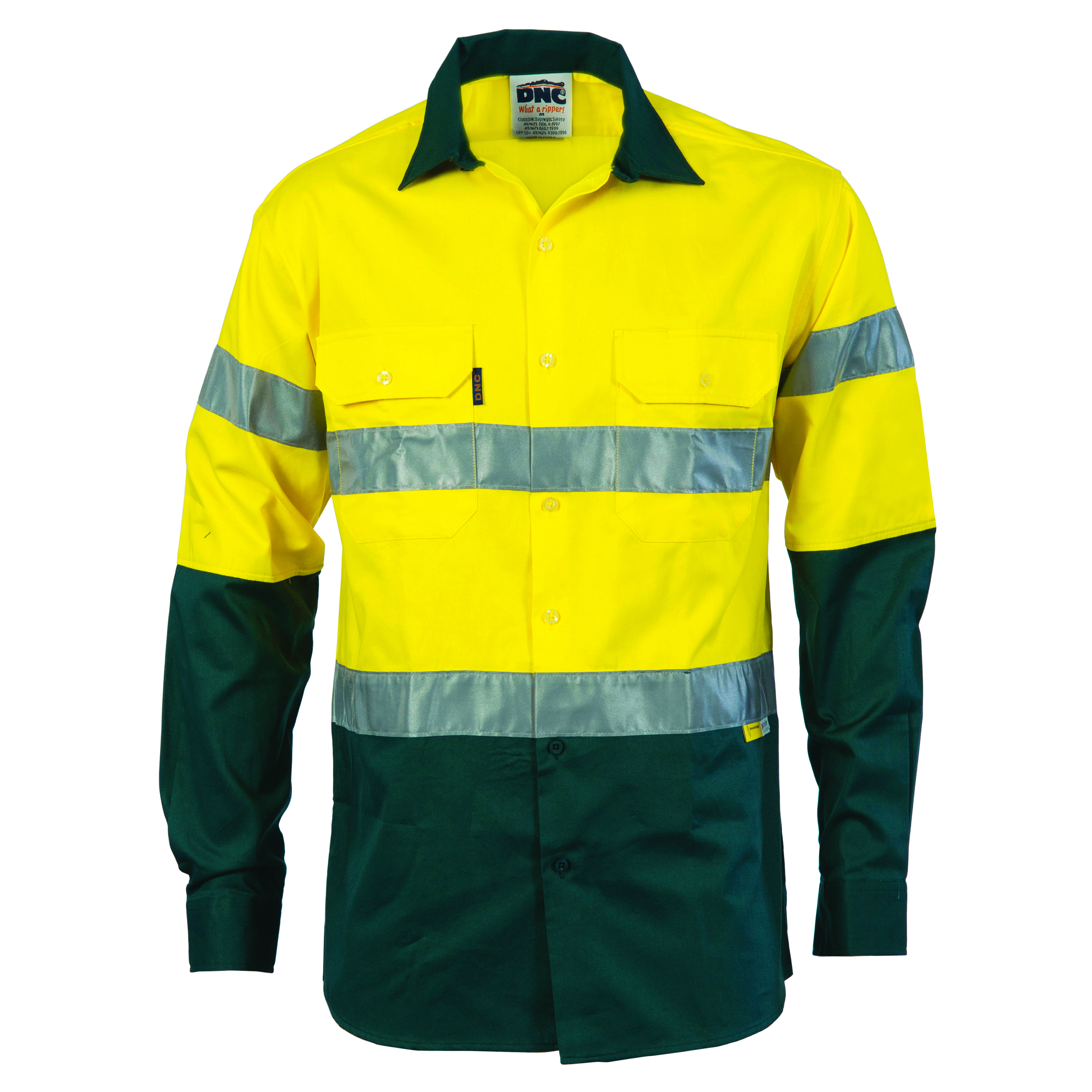 HiVis Two Tone Drill Shirt with 3M 8910 R/Tape - Long Sleeve — view 1