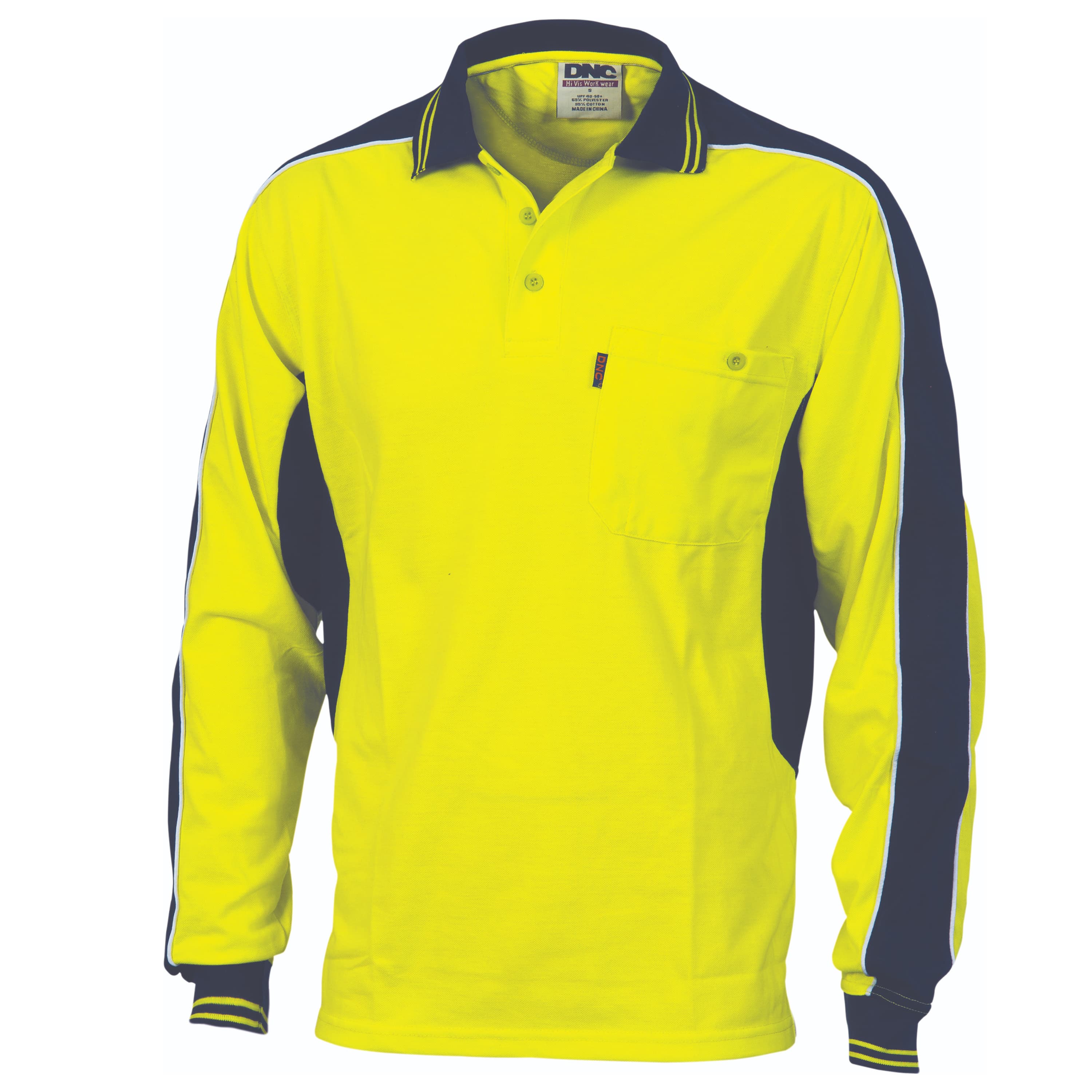 Poly/Cotton Contrast Panel Polo - long Sleeve — view 1