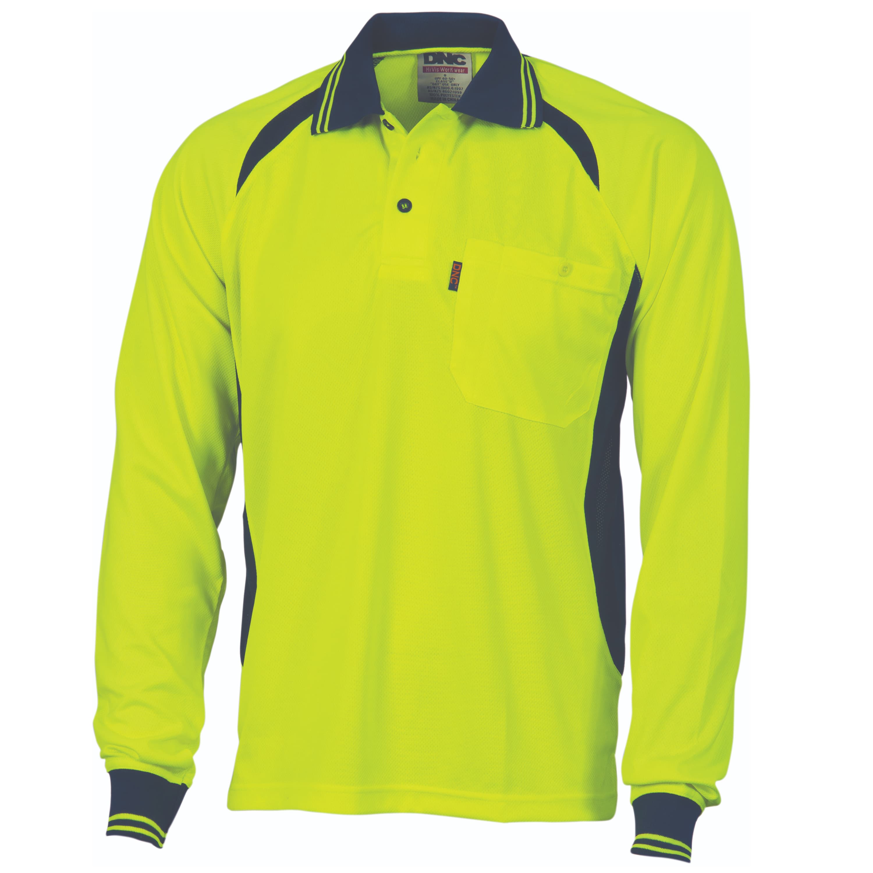 Cool-Breeze Contrast Mesh Polo - long sleeve — view 1