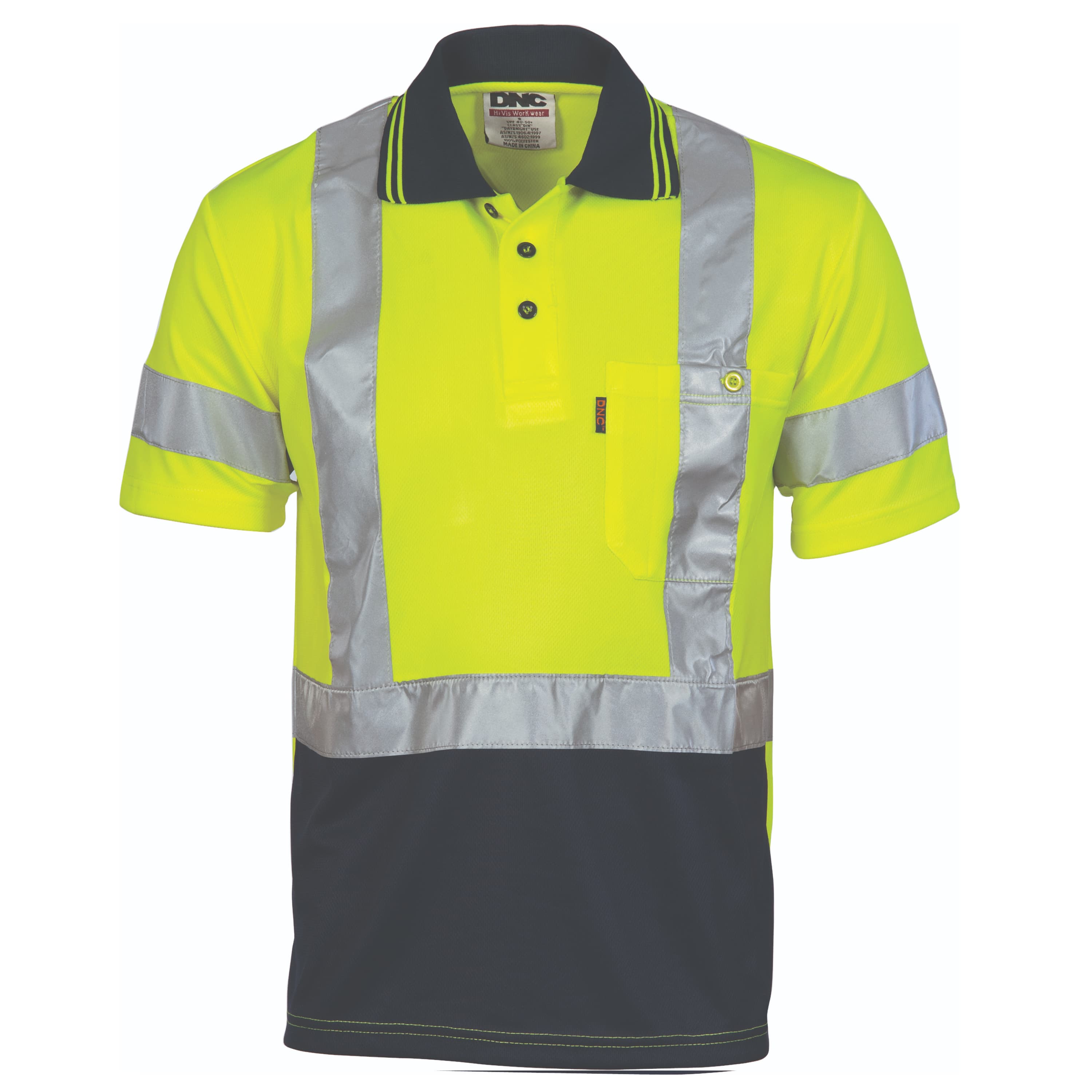 Hivis D/N Cool Breathe Polo Shirt With Cross Back R/Tape - Short Sleeve — view 1