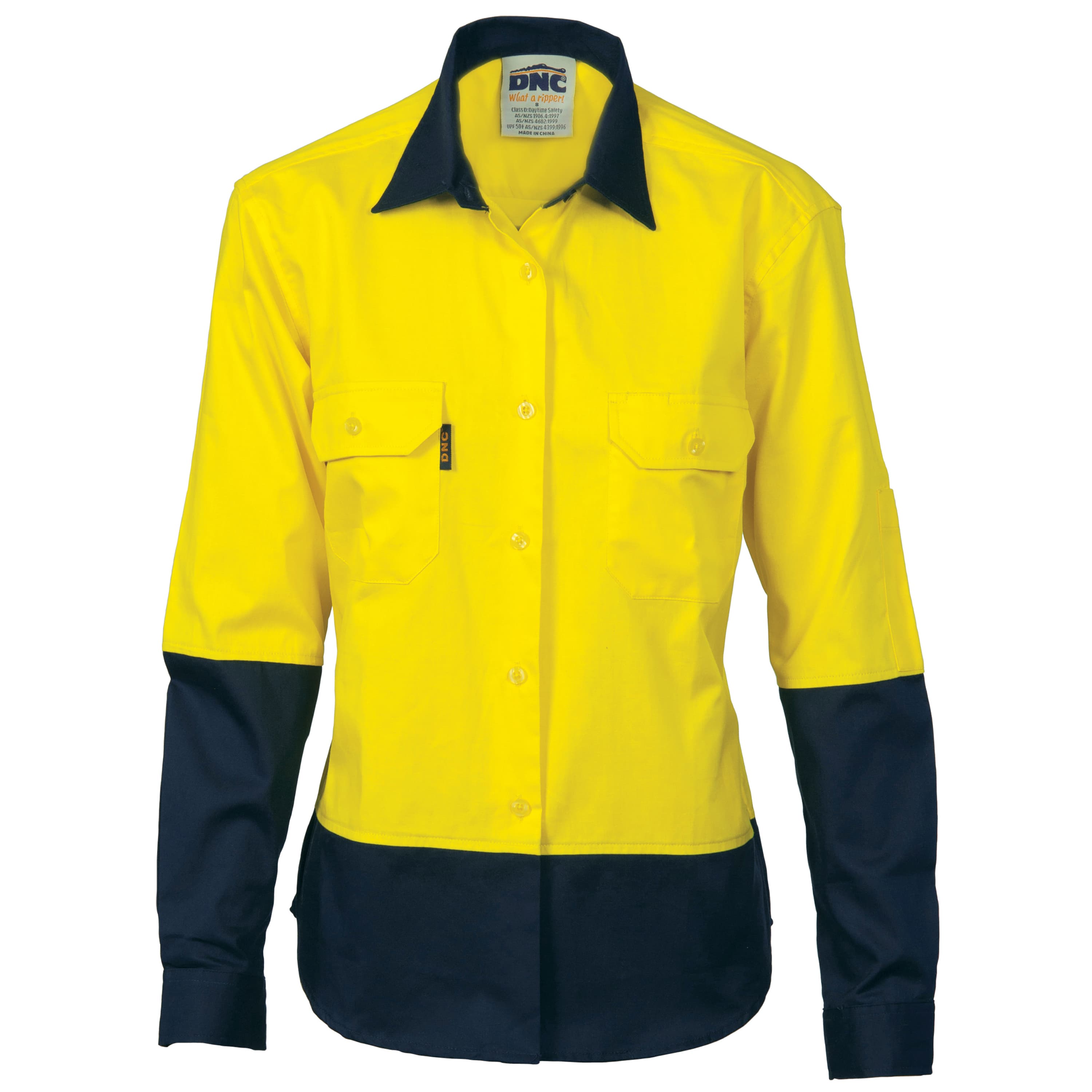 Ladies HiVis Two Tone Cott on
Drill Sh irt - Long Sleeve — view 1