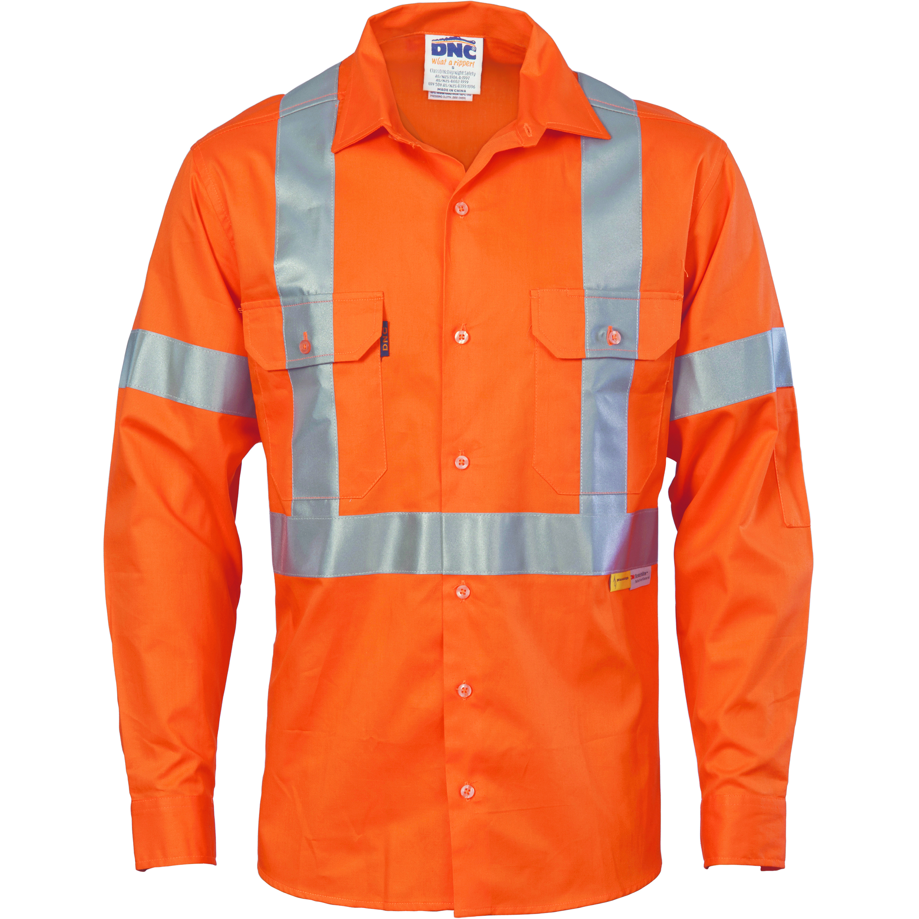 HiVis Cool-Breeze Cross Back Cotton Shirt with 3M R/Tape - long sleeve — view 1