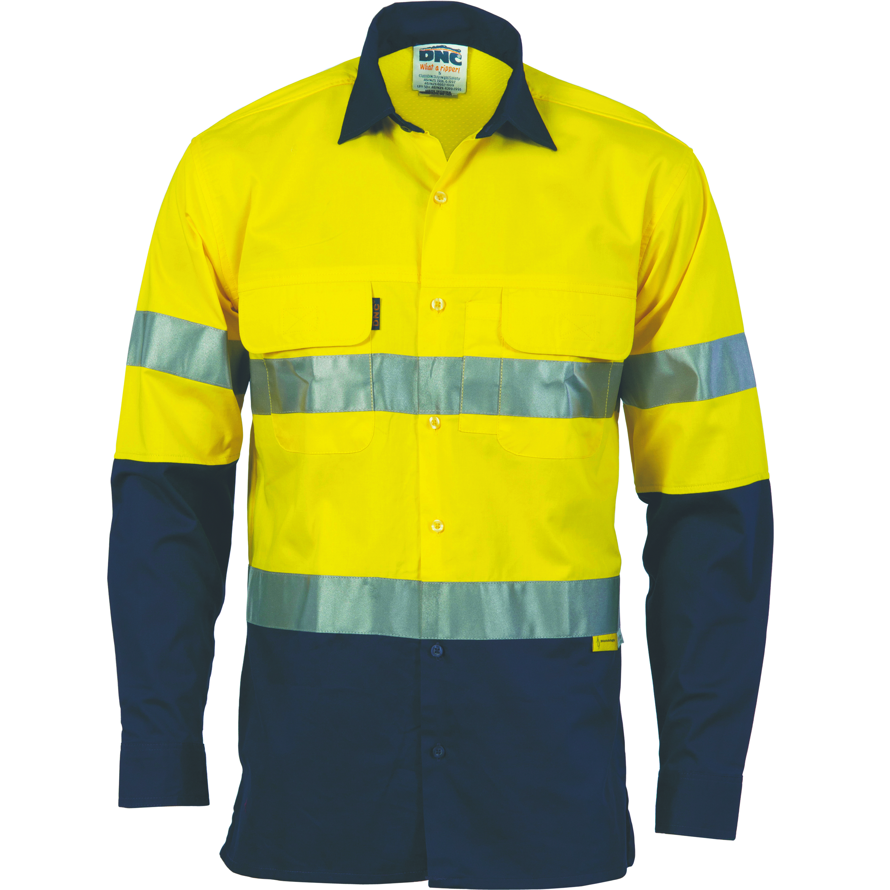 HiVis 3 Way Cool-Breeze Cotton Shirt with CSR/Tape - Long sleeve — view 1
