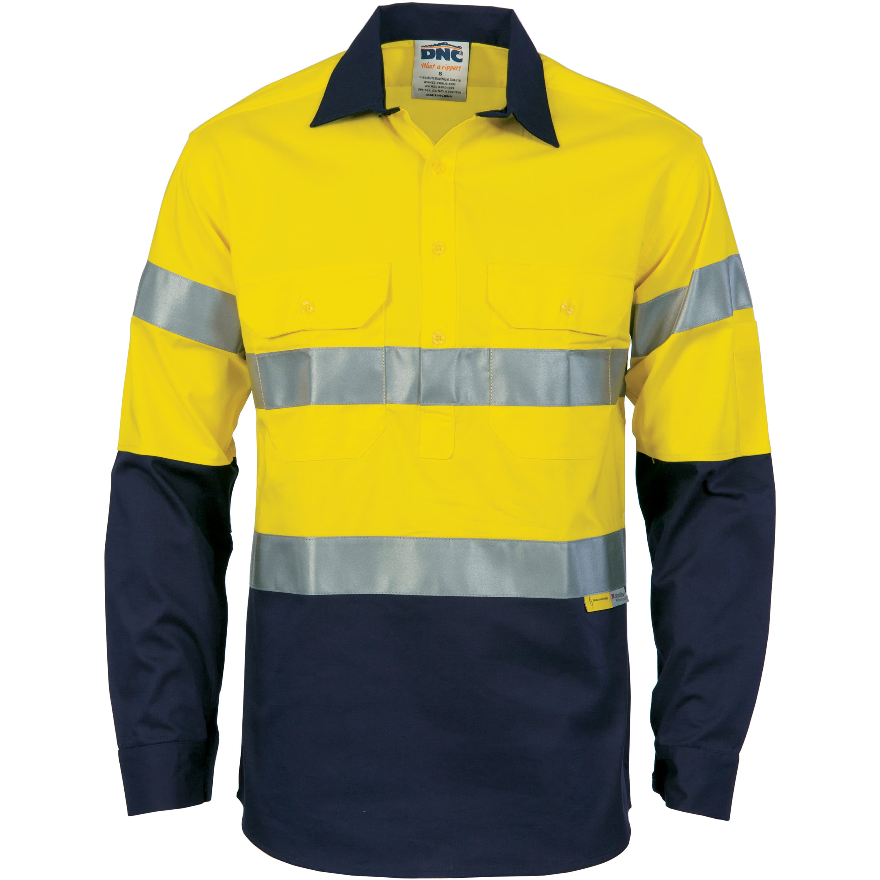 HiVis Cool-Breeze Close Front Cotton Shirt
with 3M R/Tape - Long sleeve — view 1