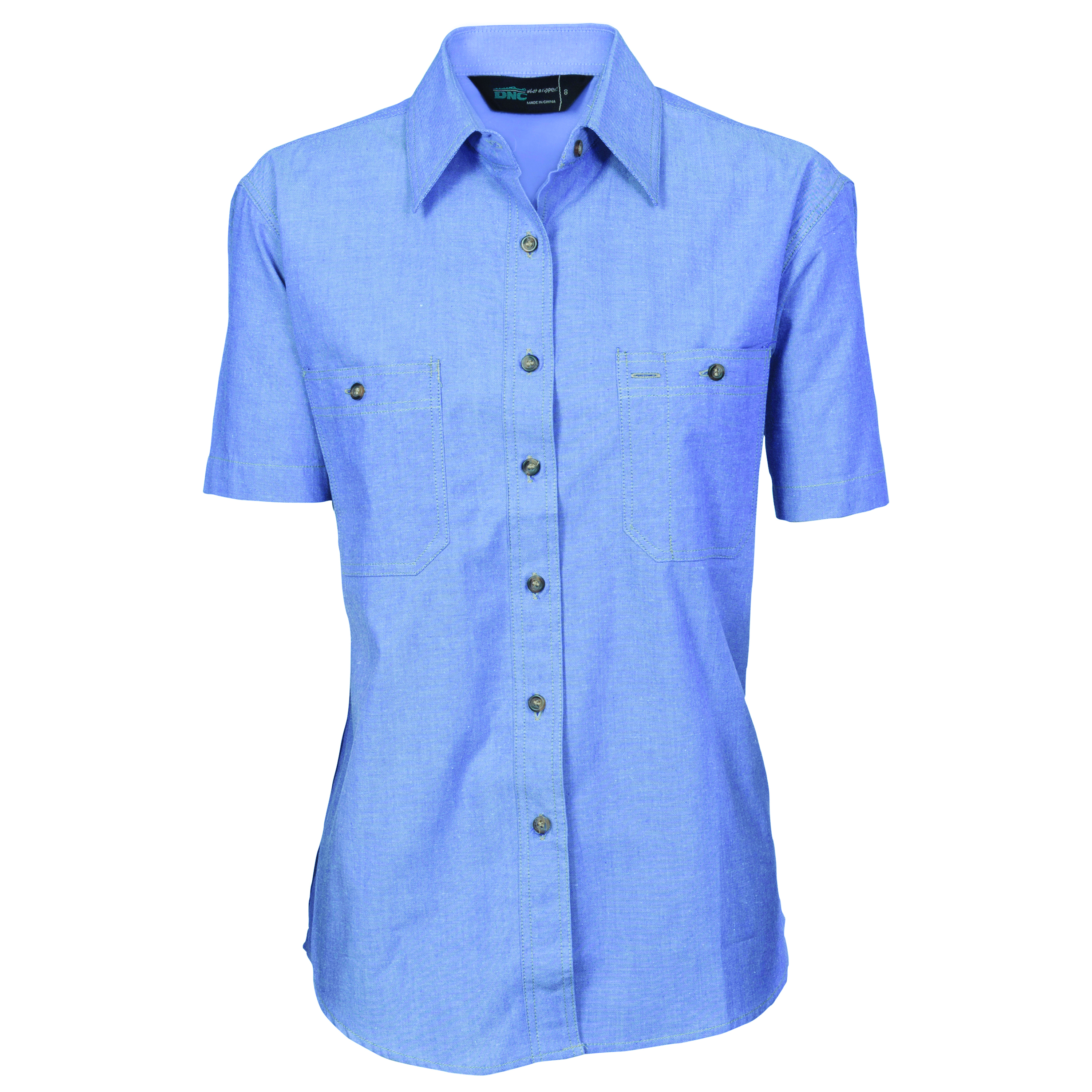 Ladies Cotton Chambray Shirt - Short Sleeve — view 1