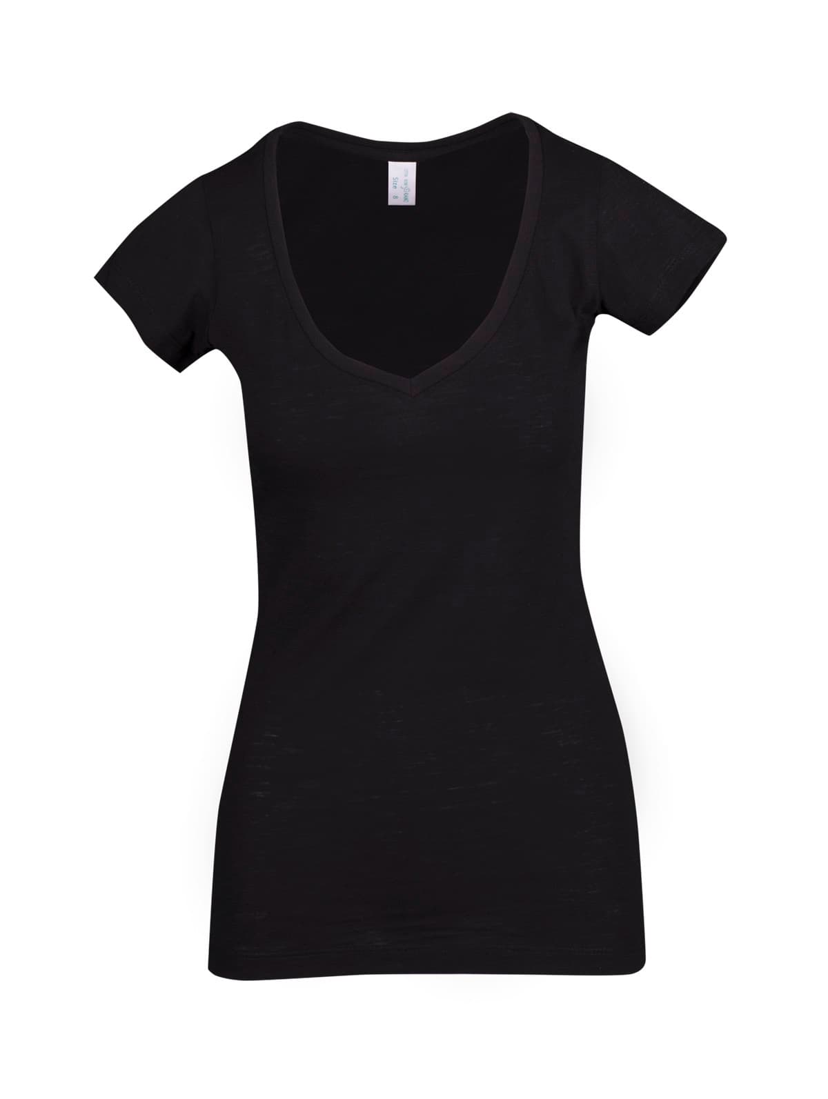 Women's Raw Cotton Wave V Neck Tshirt — view 1