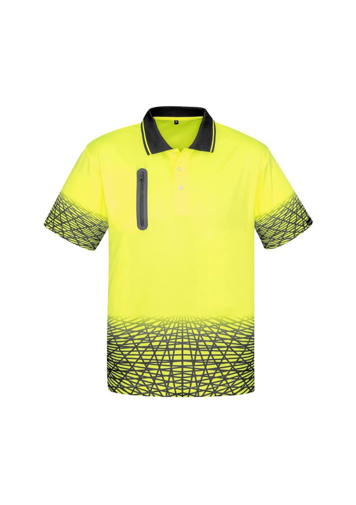 Mens Hi Vis Tracks Short Sleeve Polo — view 1