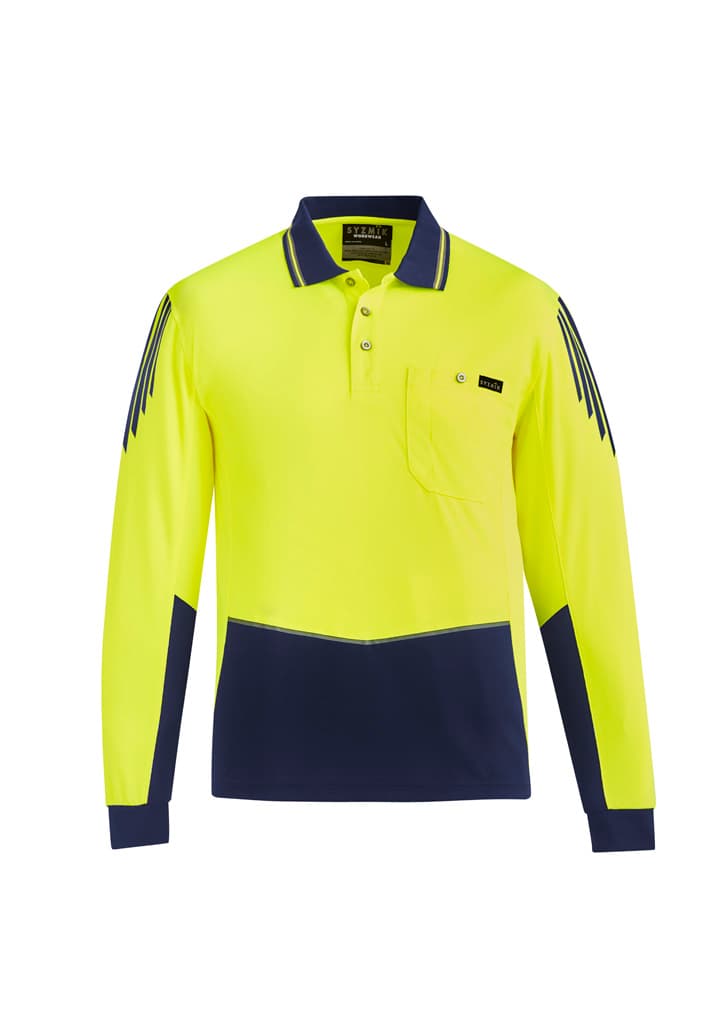 Mens Hi Vis Flux Long Sleeve Polo — view 1