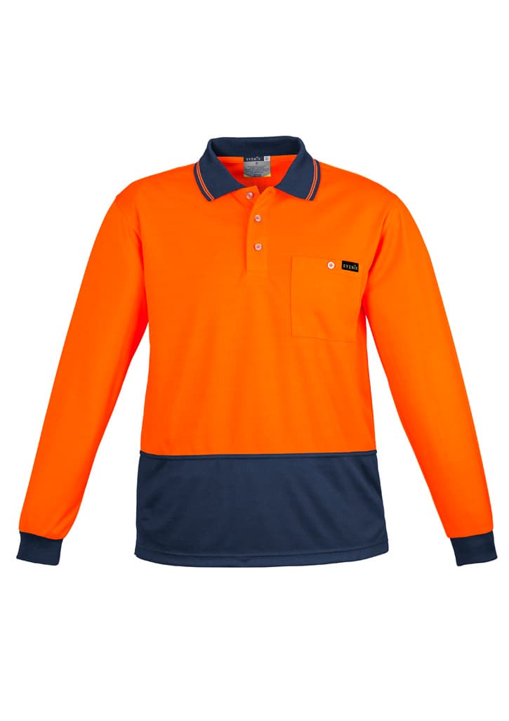 Mens Hi Vis Comfort Back Long Sleeve Polo — view 1