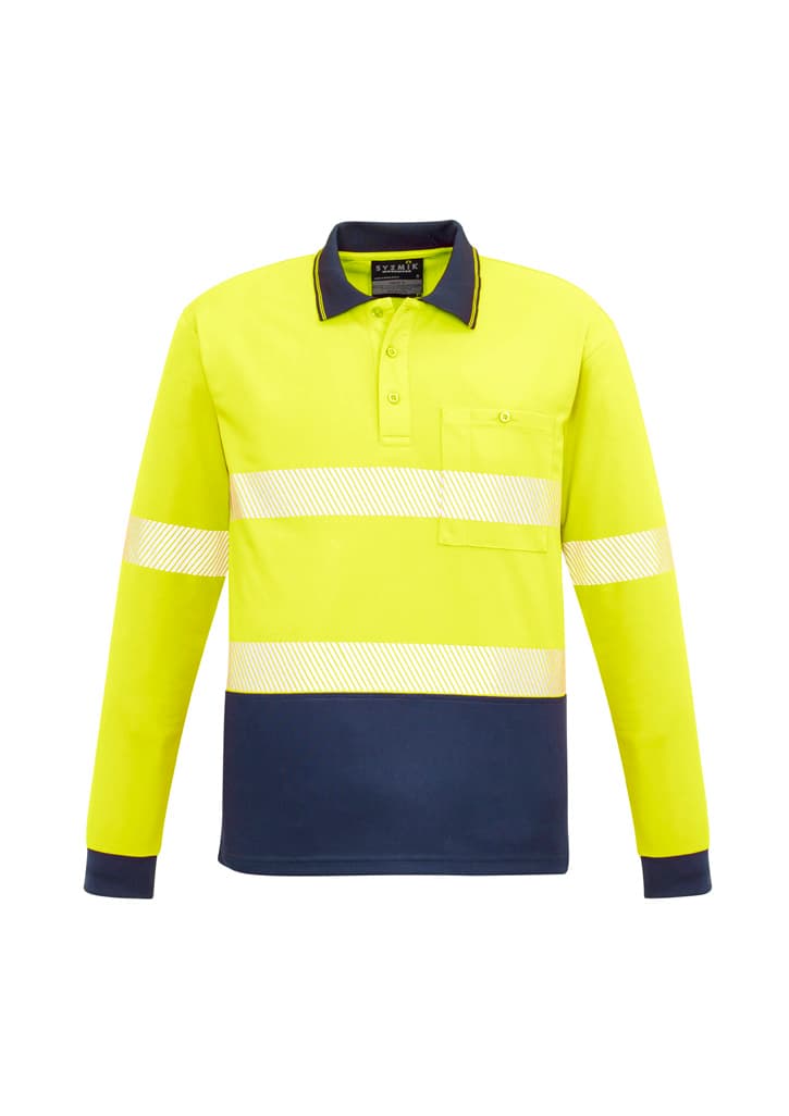 Unisex Hi Vis Segmented Tape Long Sleeve Polo — view 1