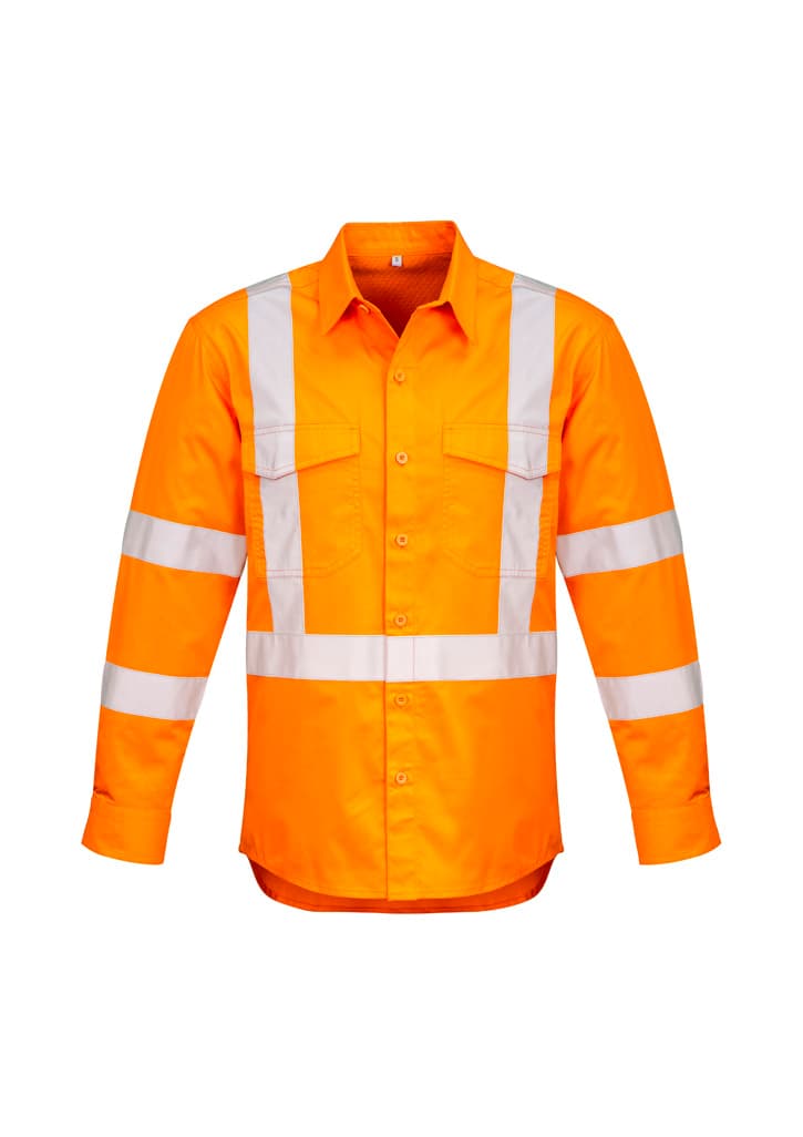 Mens Hi Vis X Back Nsw Rail Taped Shirt — view 1
