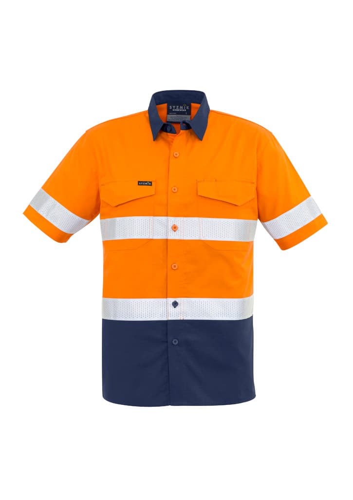 Mens Rugged Cooling Hi Vis Taped Short Sleeve Shirt — view 1