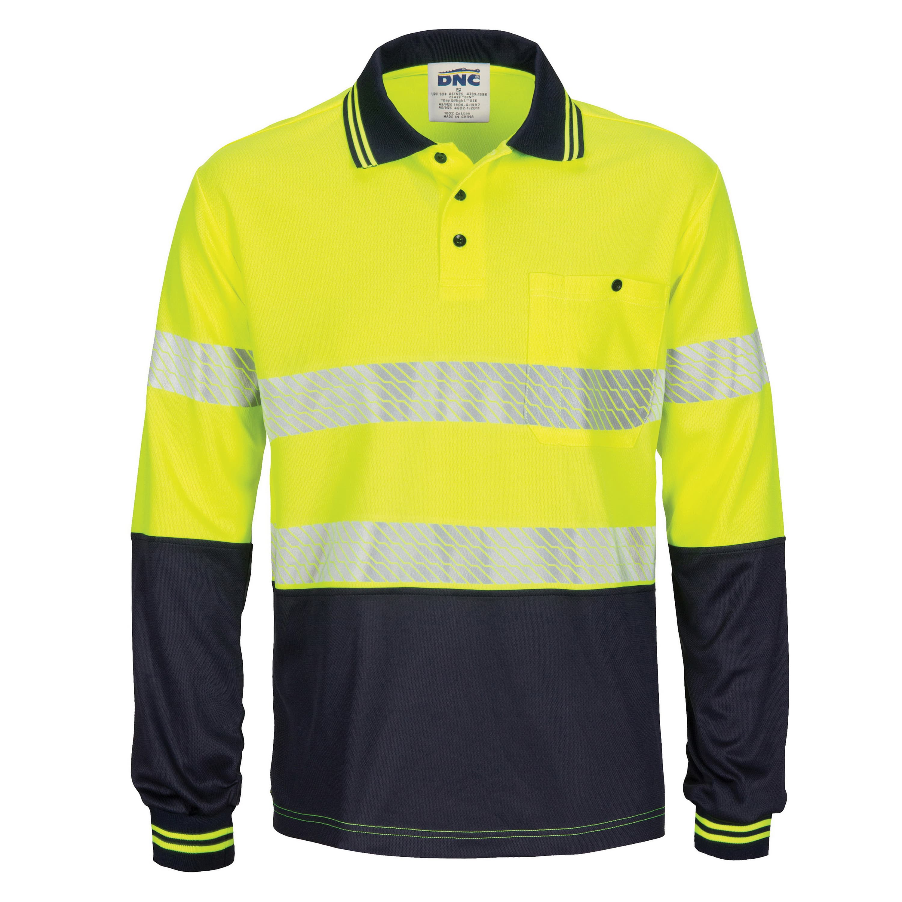HIVIS Segment Taped Mircomesh Polo - Long Sleeve — view 1