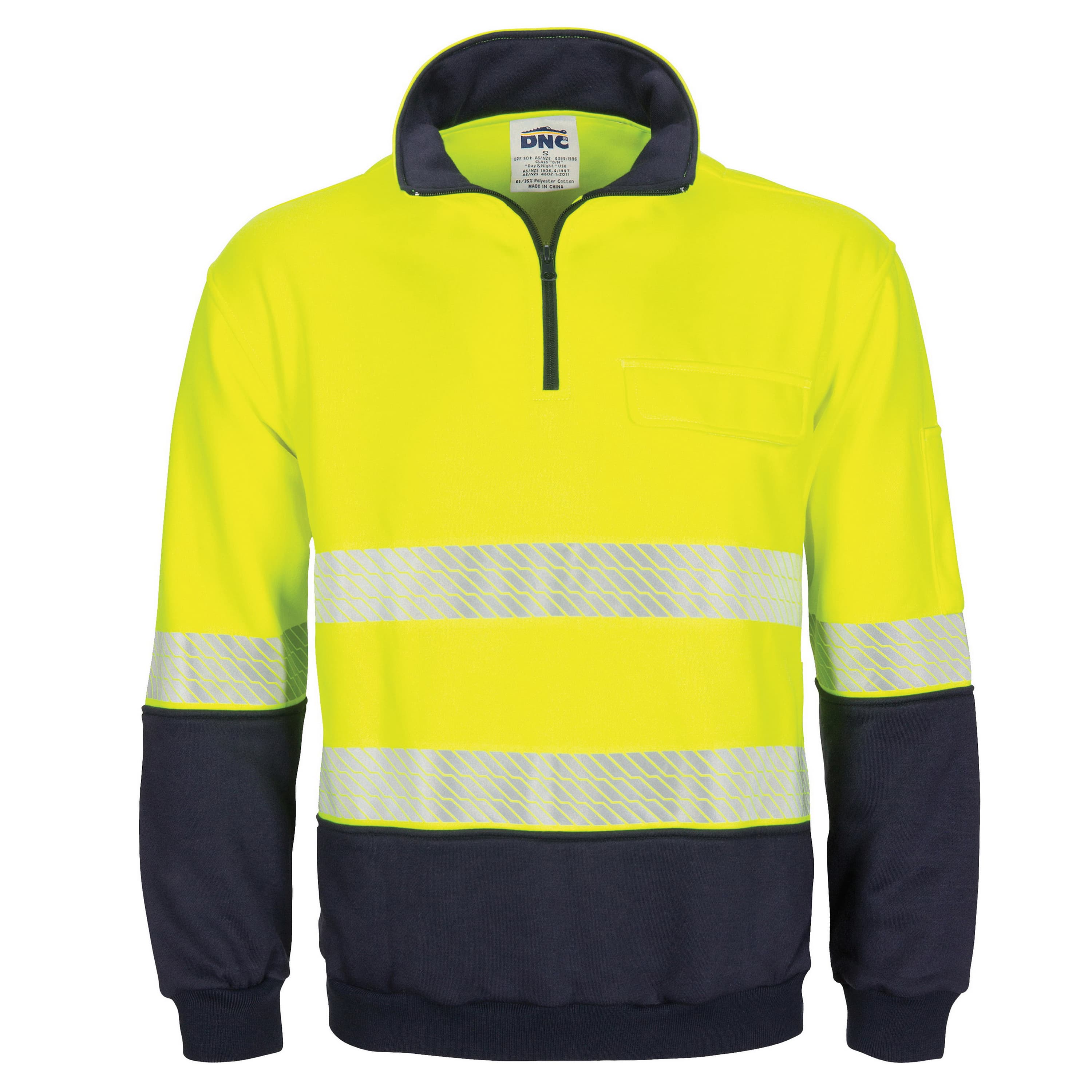 HIVIS Segment Taped 1/2 Zip Fleecy Windcheater — view 1