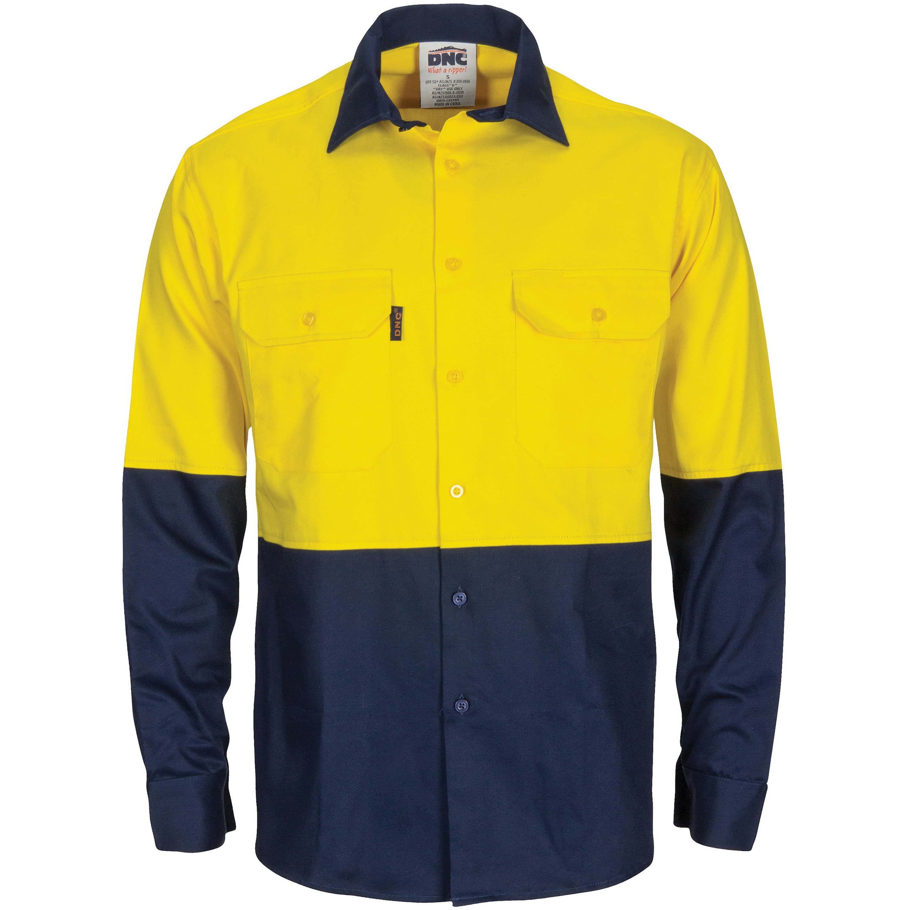 HiVis L/W Cool-Breeze T2 Vertical Vented Cotton Shirt with Gusset Sleeves - Long Sleeve — view 1