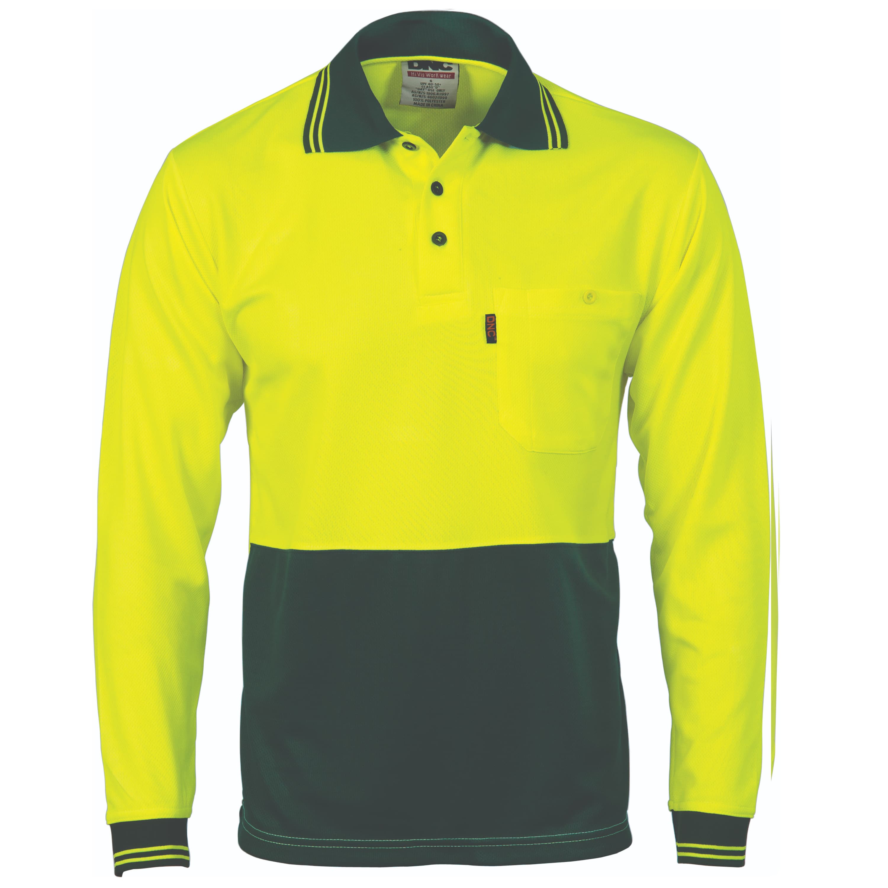 HiVis Two Tone Cool Breathe Polo Shirt, Long Sleeve — view 1