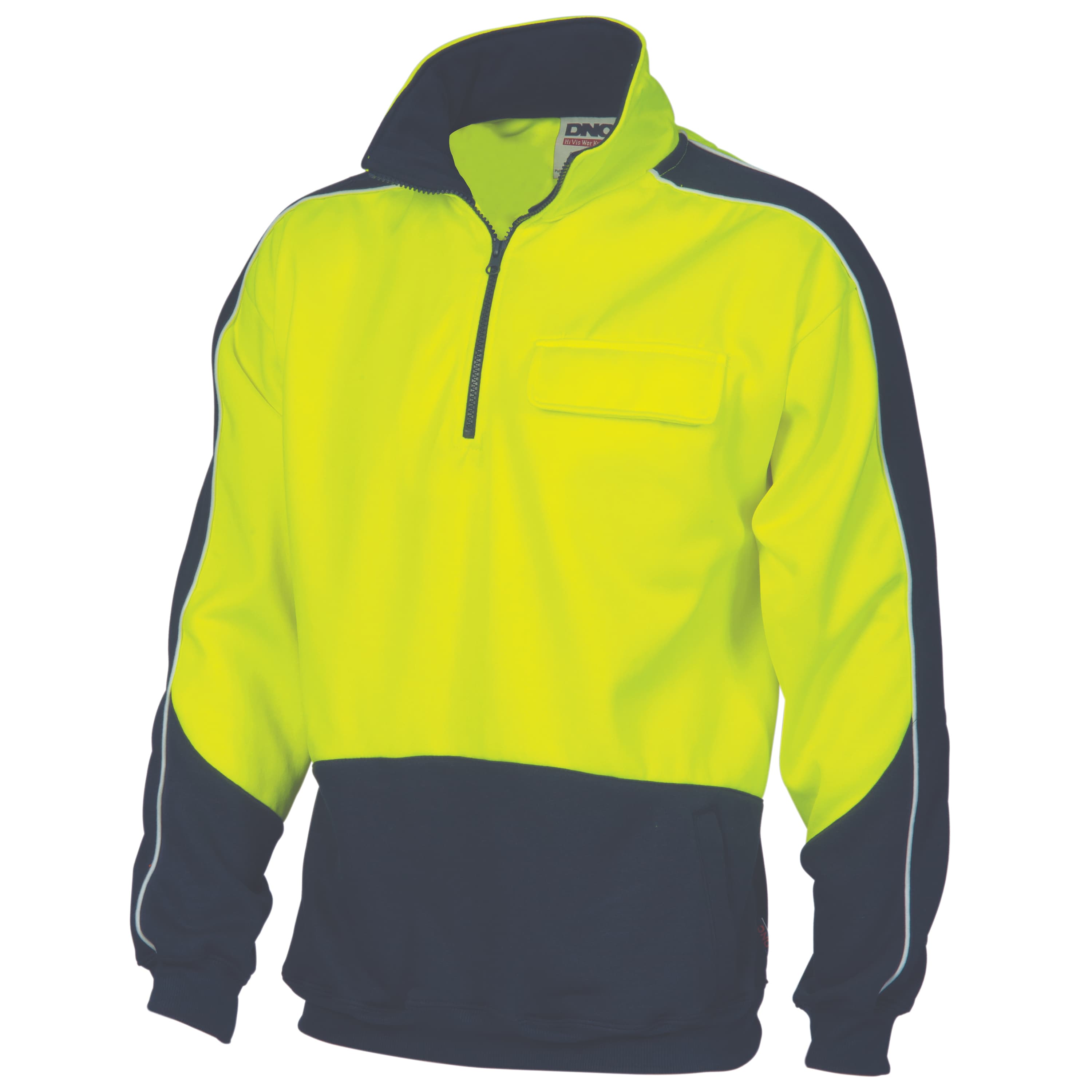 HiVis 2 Tone 1/2 Zip Hi-Neck Panel Fleecy Windcheater — view 1