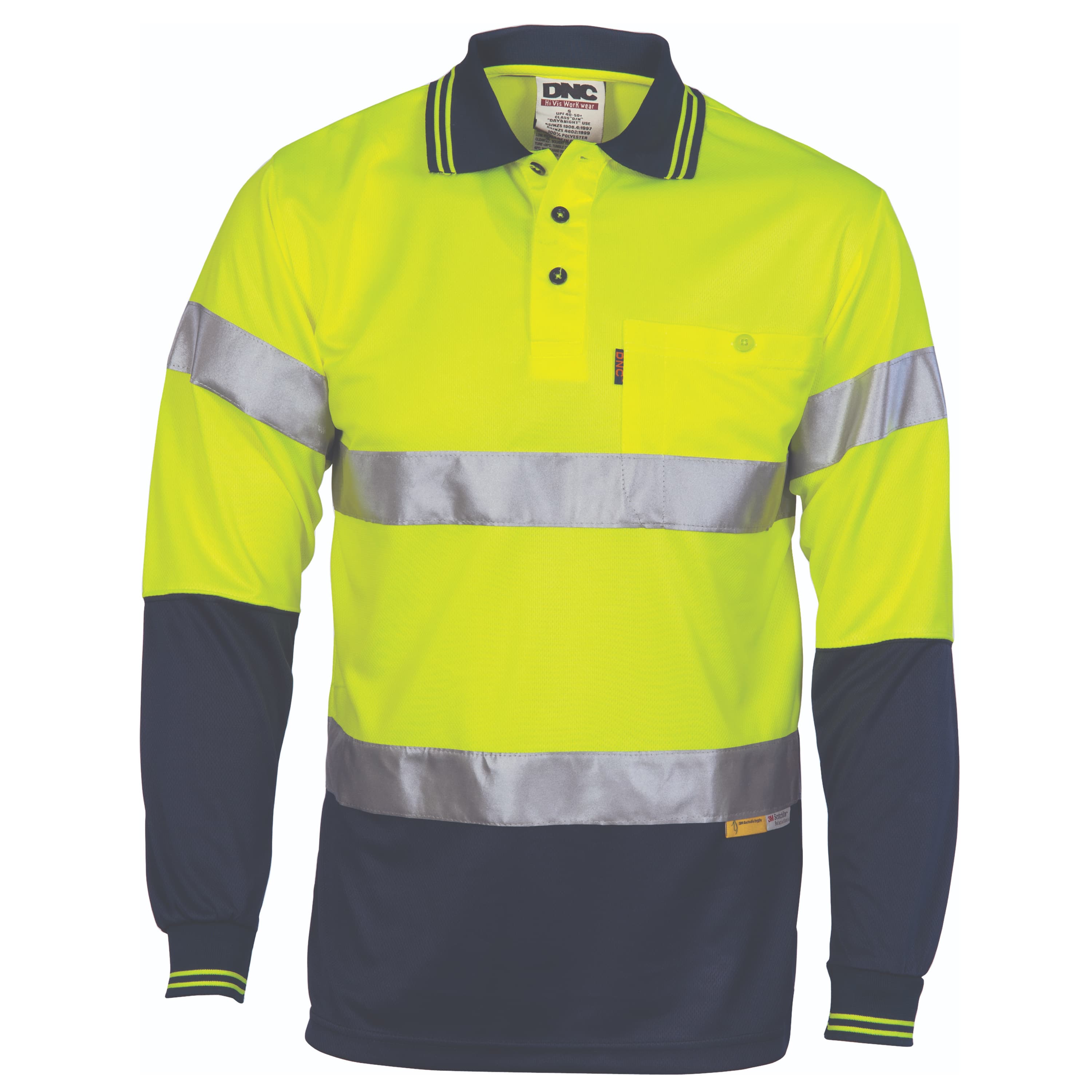 Hivis D/N Cool-Breathe Polo Shirt With 3M 8906 R/Tape - Long Sleeve — view 1