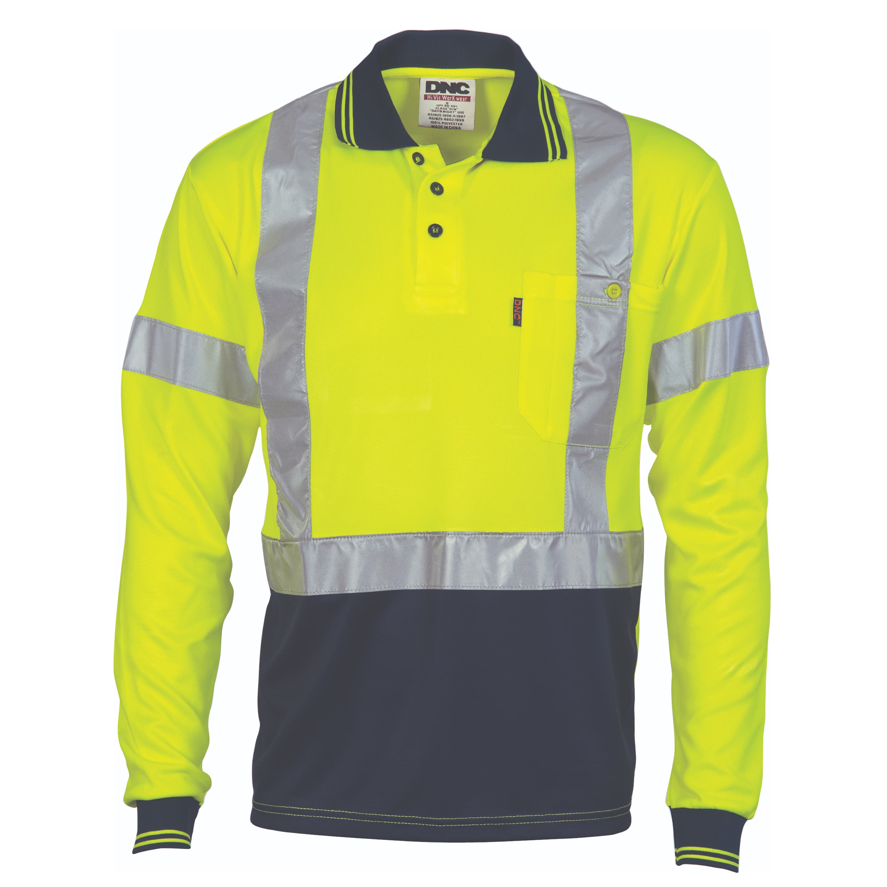 Hivis D/N Cool-Breathe Polo Shirt With Cross Back R/Tape - Long Sleeve — view 1