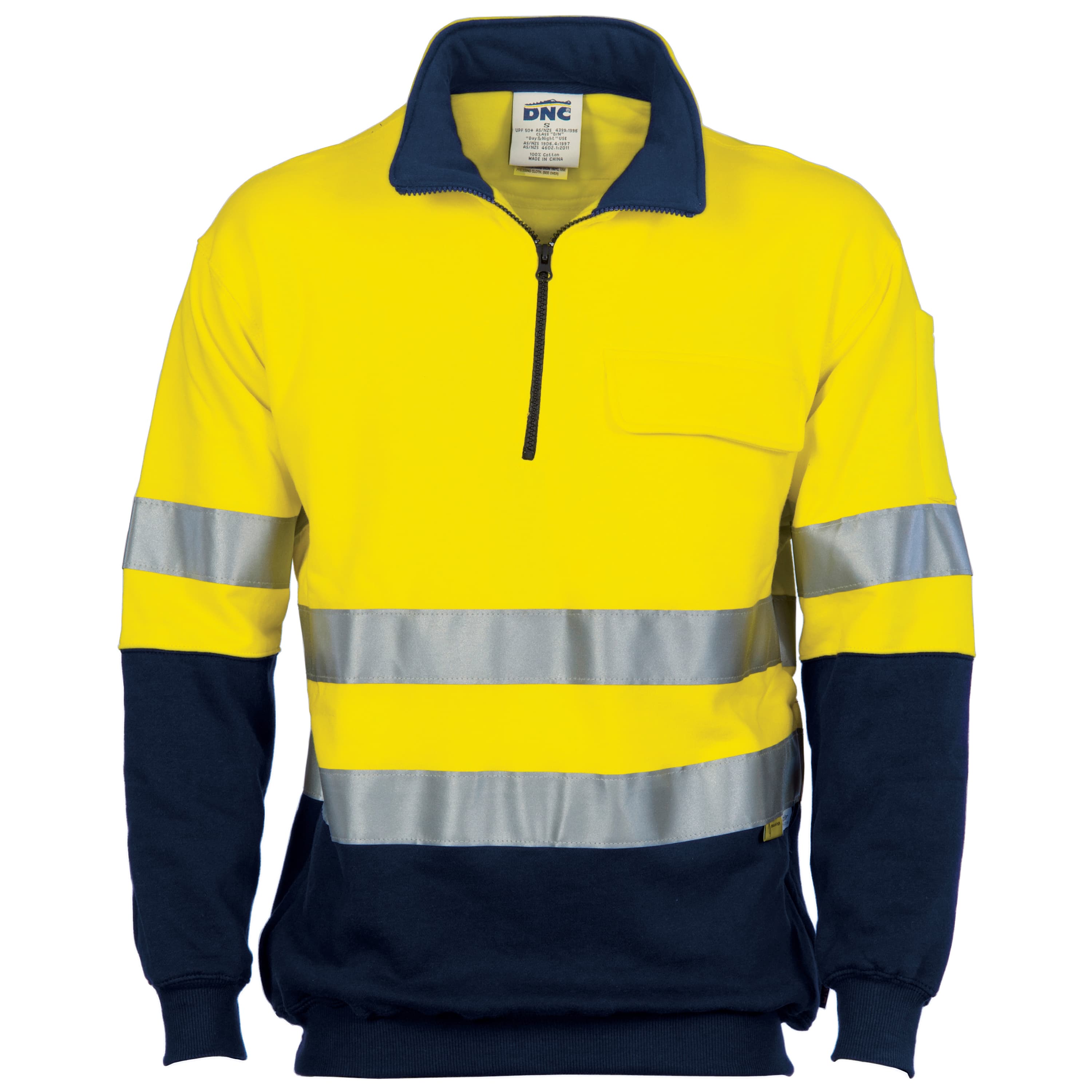 HiVis Two Tone 1/2 Zip Cotton Fleecy
Windcheater with 3M R/Tape — view 1