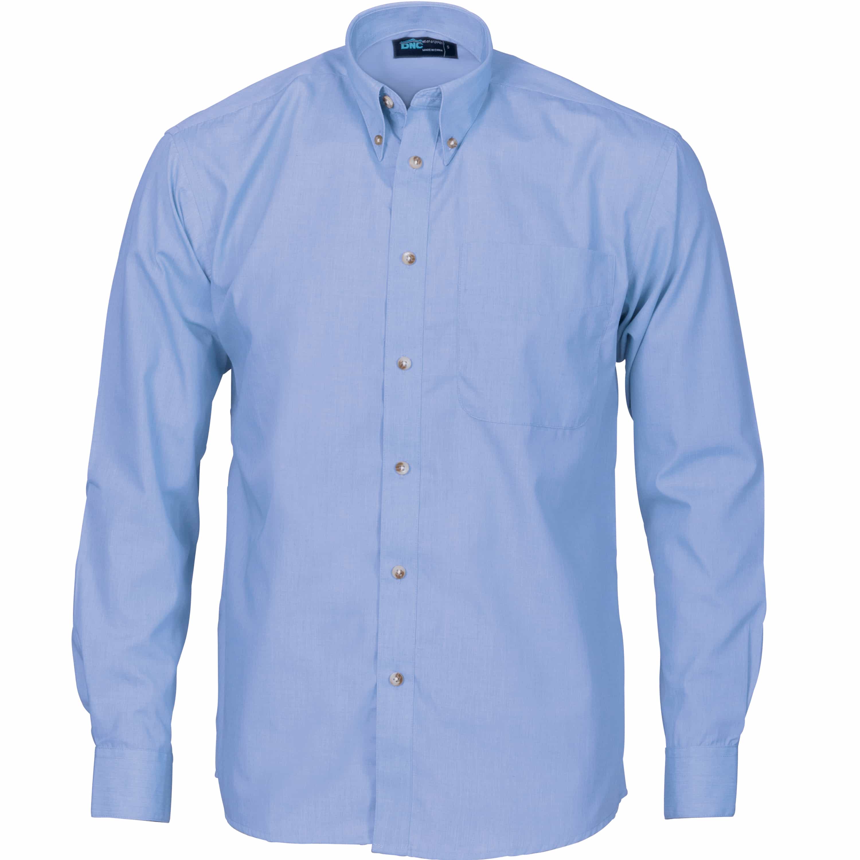 Polyester Cotton Chambray Business Shirt - Long Sleeve