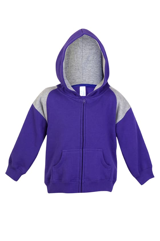 Kids Shoulder Contrast Panel Hoodies with Zipper — view 1
